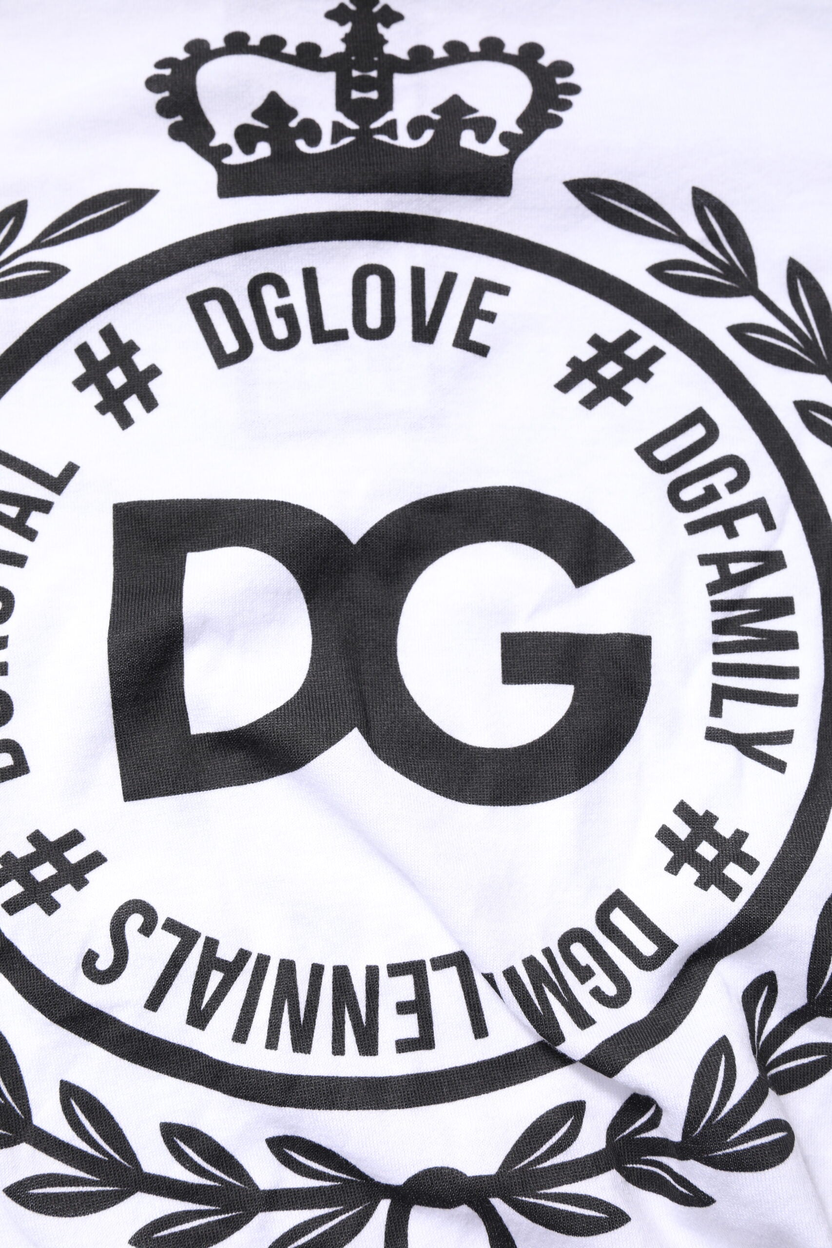 Dolce & Gabbana White Graphic Print Cotton Crew Neck T-shirt