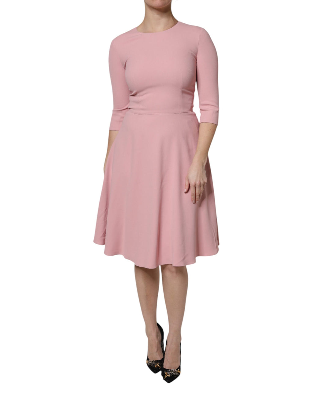 Dolce & Gabbana Pink A-line Flare Viscose 3/4 Sleeves Dress
