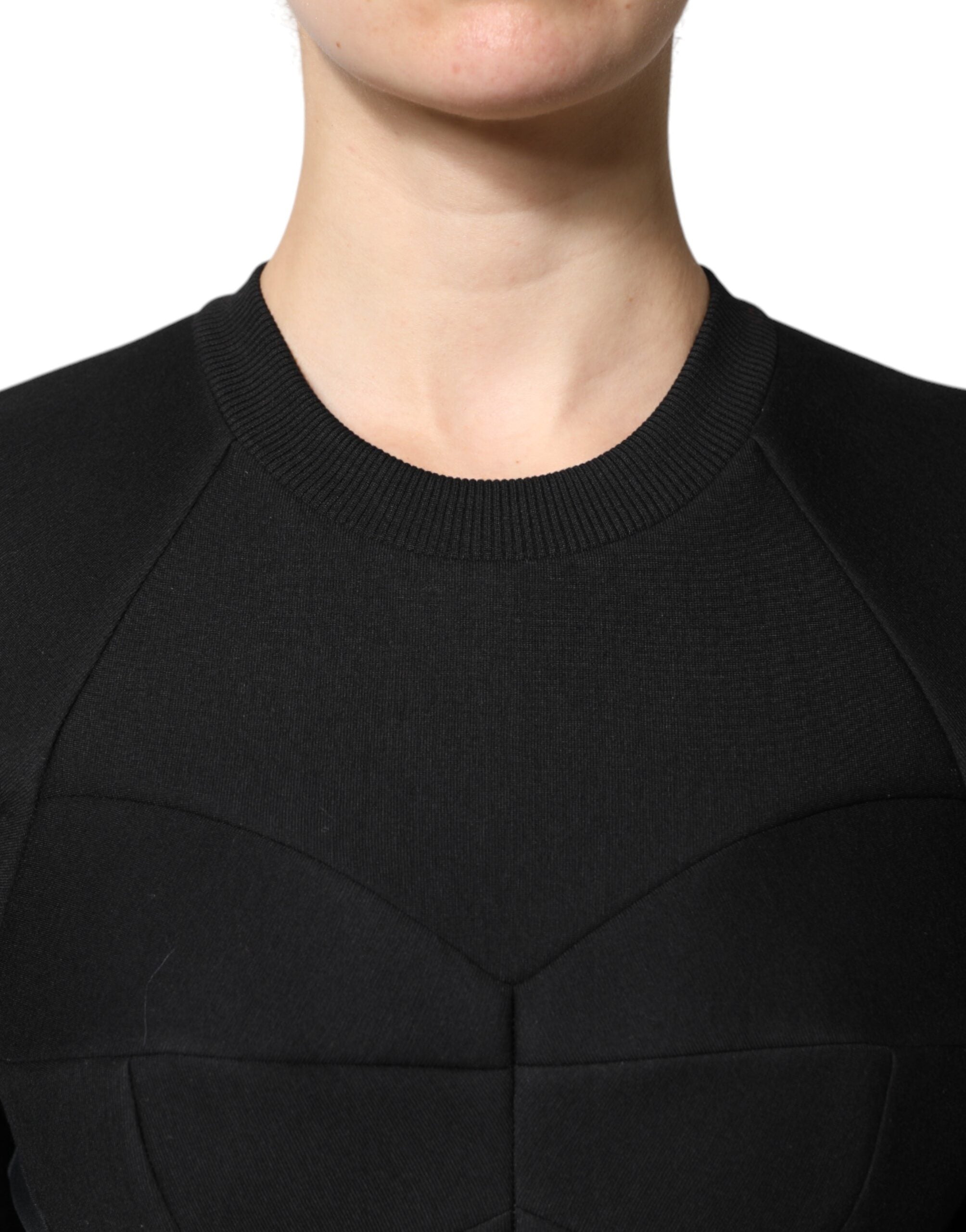 Dolce & Gabbana Black Cotton Long Sleeves A-line Mini Dress