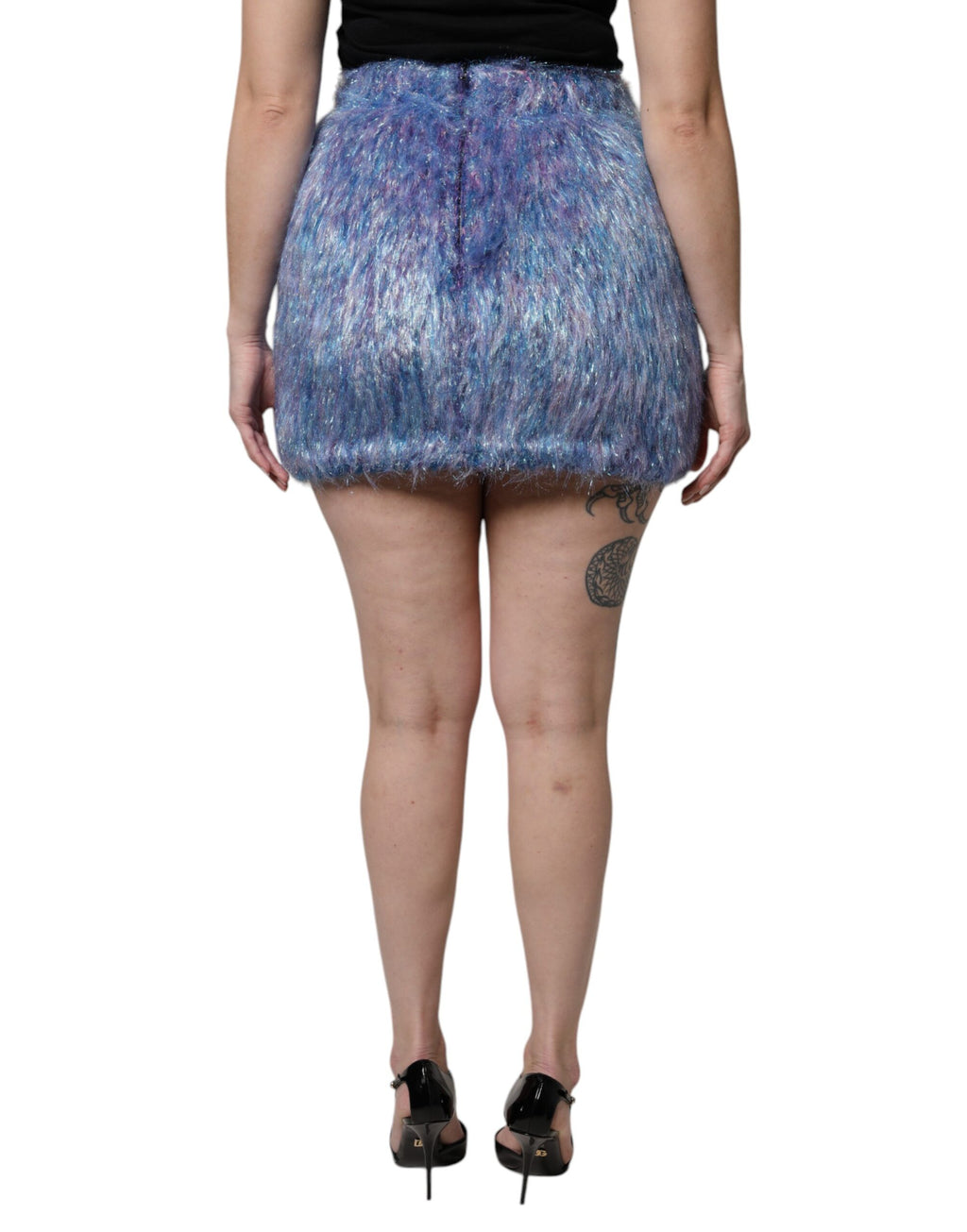 Dolce & Gabbana Multicolor Plush Fabric High Waist Mini Skirt