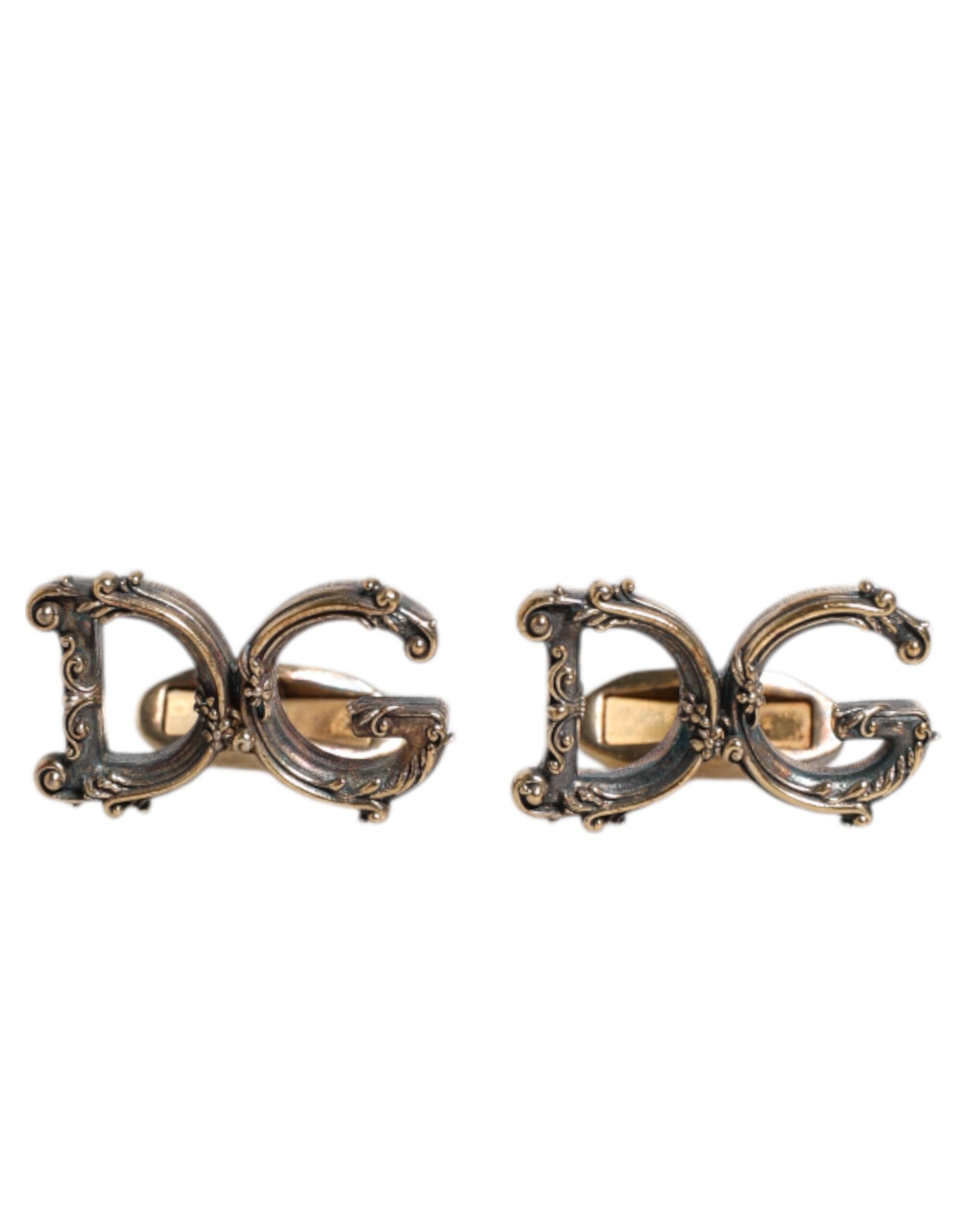 Dolce & Gabbana Gold Tone 925 Sterling Silver DG Logo Accessory Cufflink