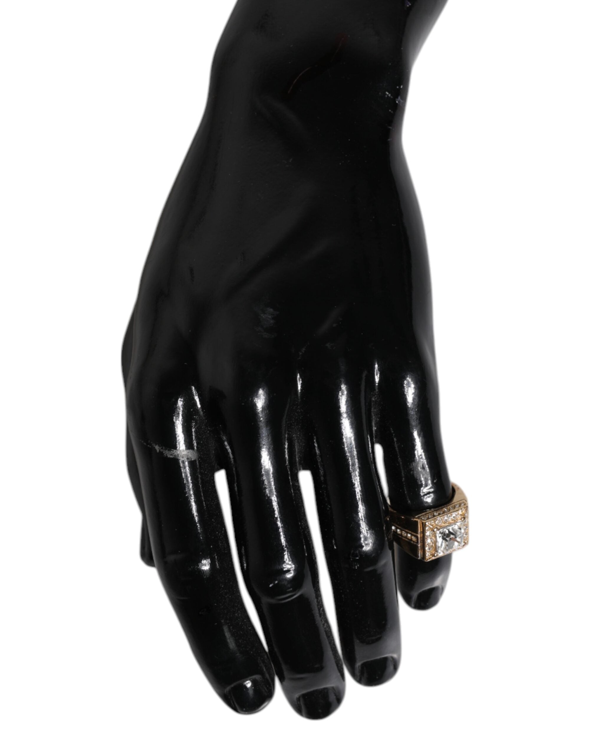 Dolce & Gabbana Gold Tone Sterling Silver 925 Crystals Ring