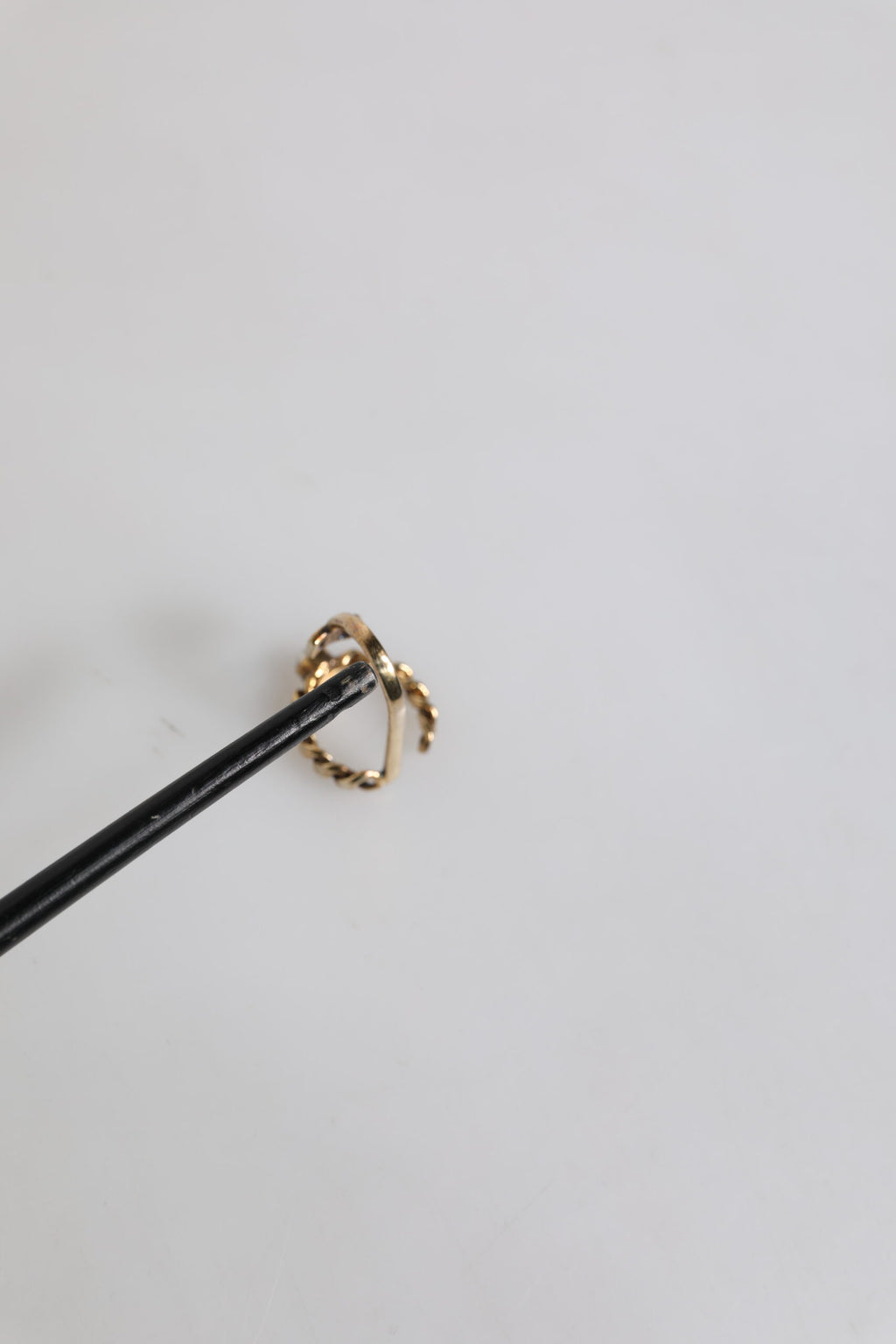 Dolce & Gabbana Gold Tone Engraved Logo Clear Crystals Adjustable Ring