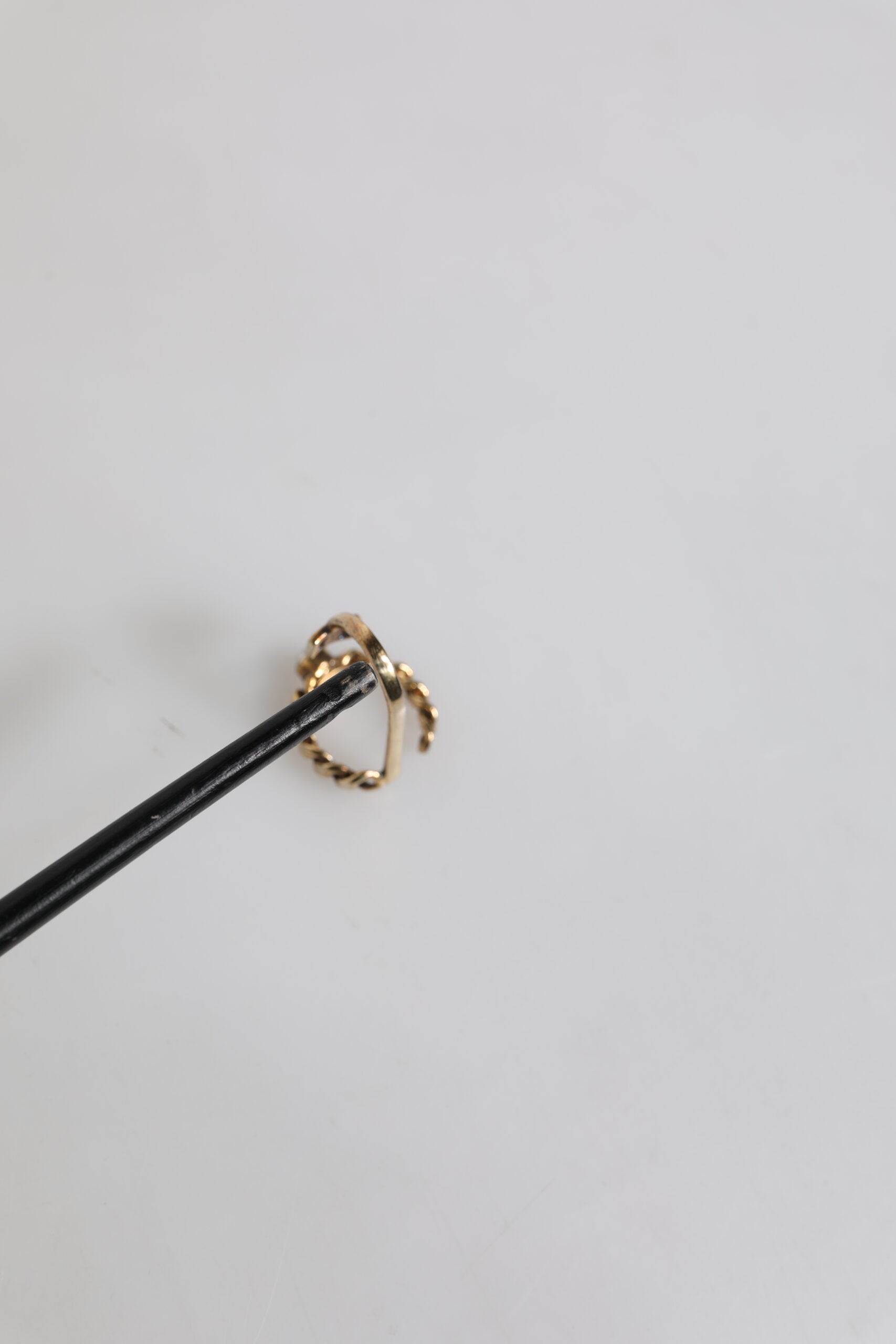 Dolce & Gabbana Gold Tone Engraved Logo Clear Crystals Adjustable Ring