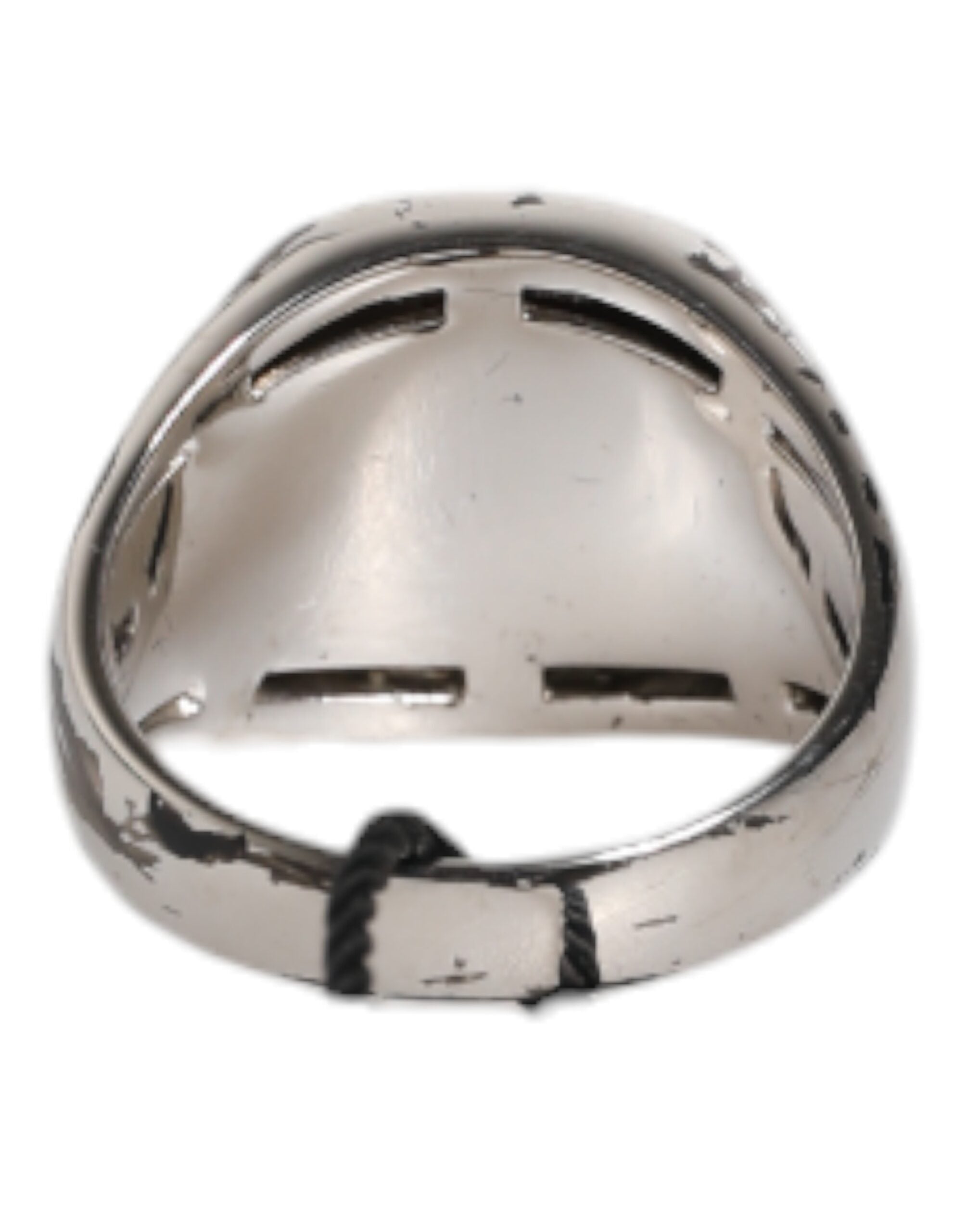 Dolce & Gabbana Silver Tone Engraved Two Color Real Brass Ring