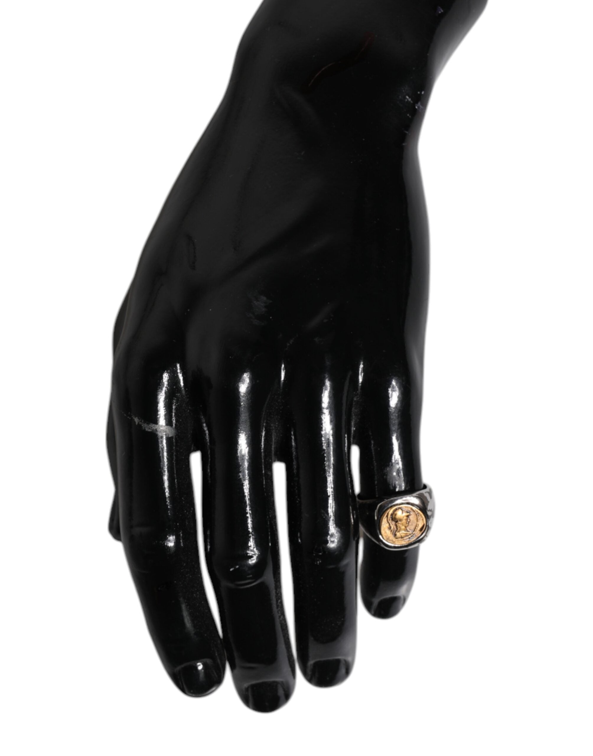 Dolce & Gabbana Silver Tone Engraved Two Color Real Brass Ring