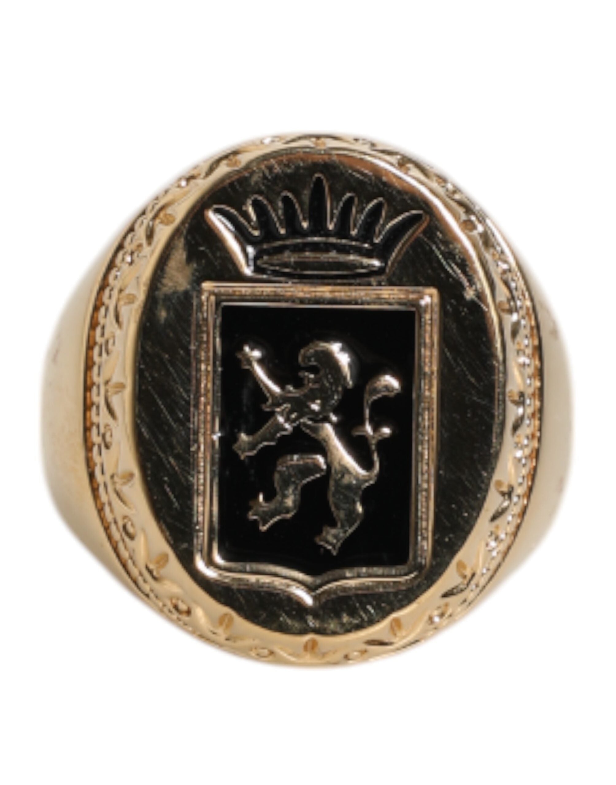 Dolce & Gabbana Gold Tone Engraved Logo Two Color Jewelry Ring