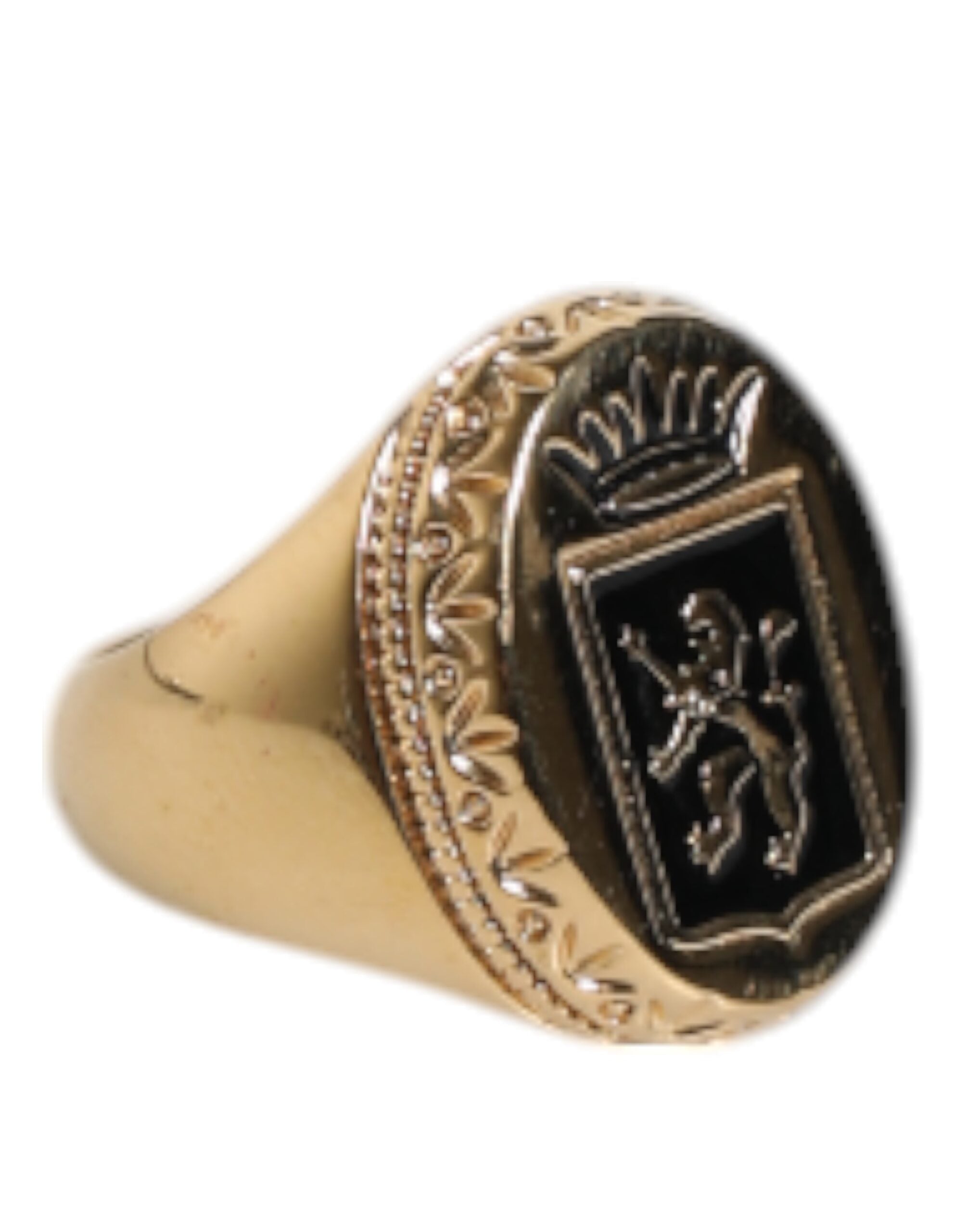 Dolce & Gabbana Gold Tone Engraved Logo Two Color Jewelry Ring