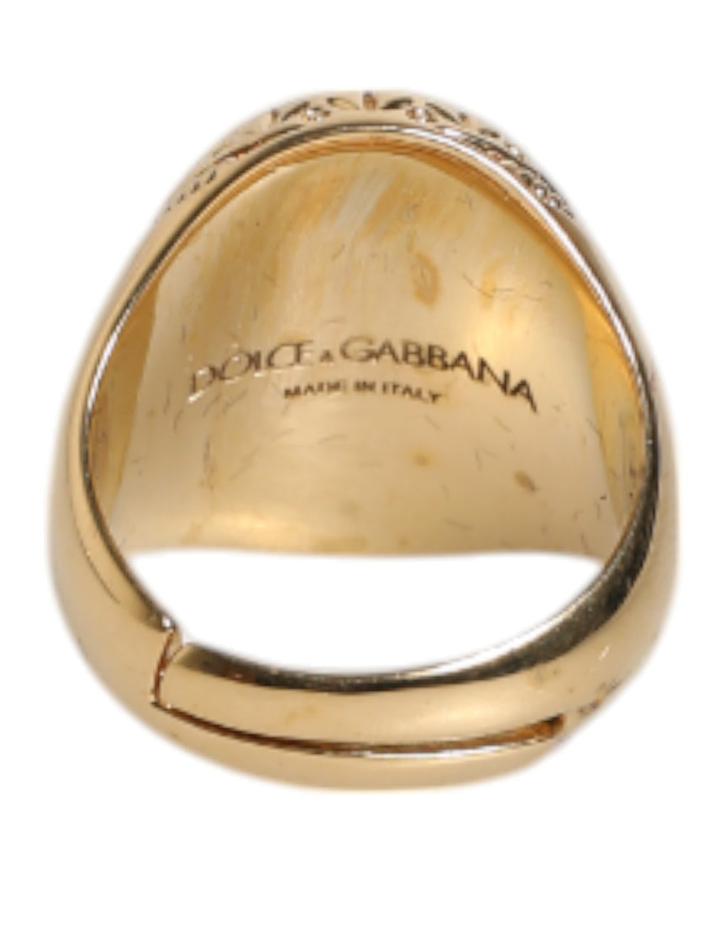 Dolce & Gabbana Gold Tone Engraved Logo Two Color Jewelry Ring