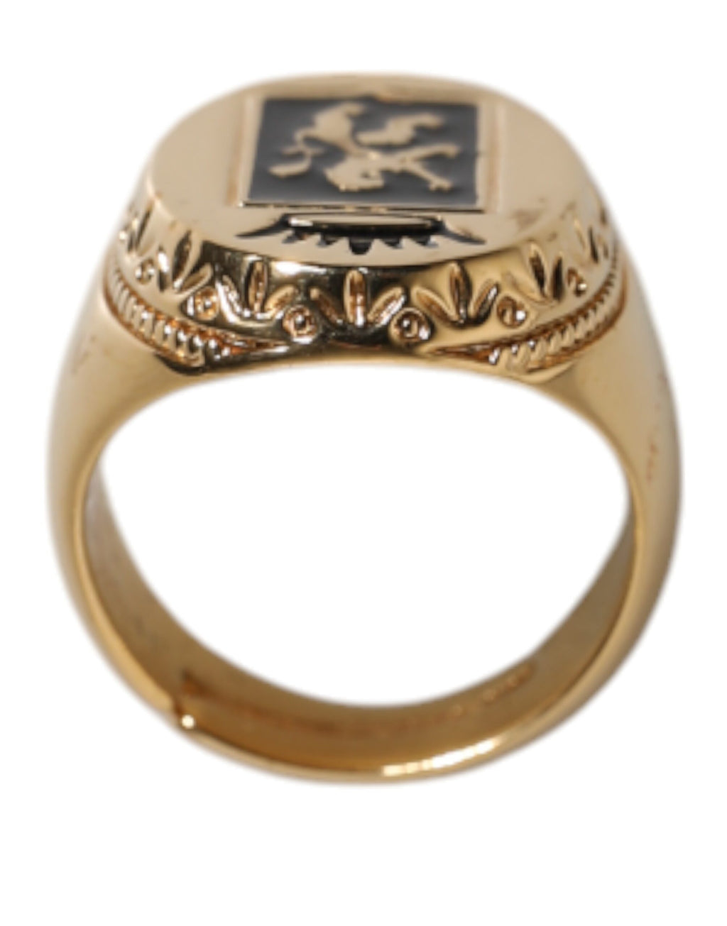 Dolce & Gabbana Gold Tone Engraved Logo Two Color Jewelry Ring