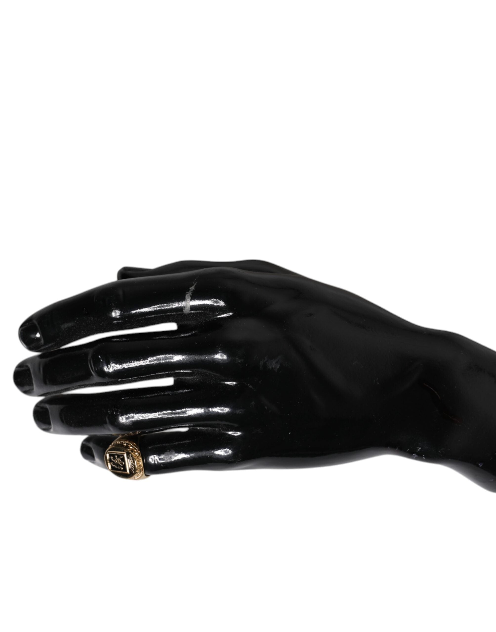 Dolce & Gabbana Gold Tone Engraved Logo Two Color Jewelry Ring