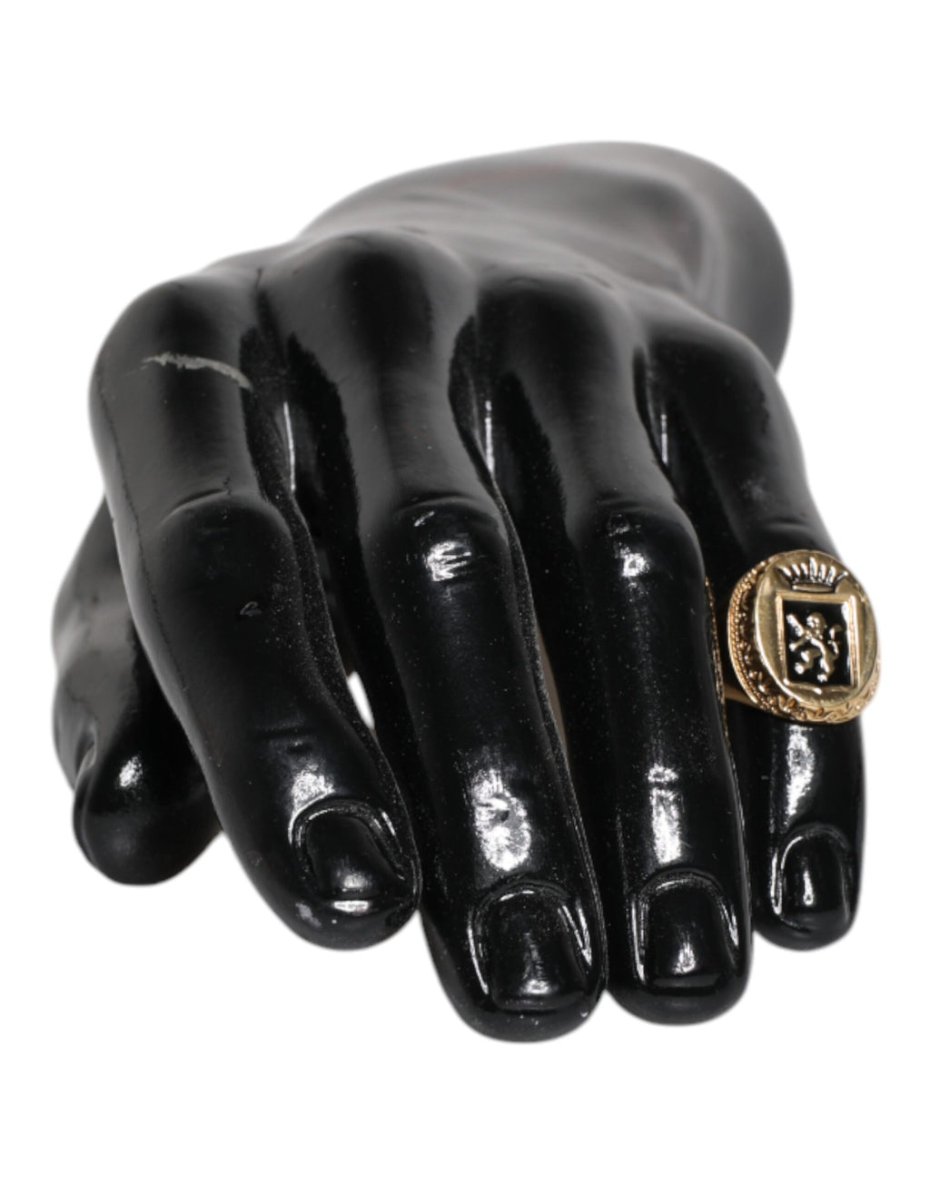 Dolce & Gabbana Gold Tone Engraved Logo Two Color Jewelry Ring