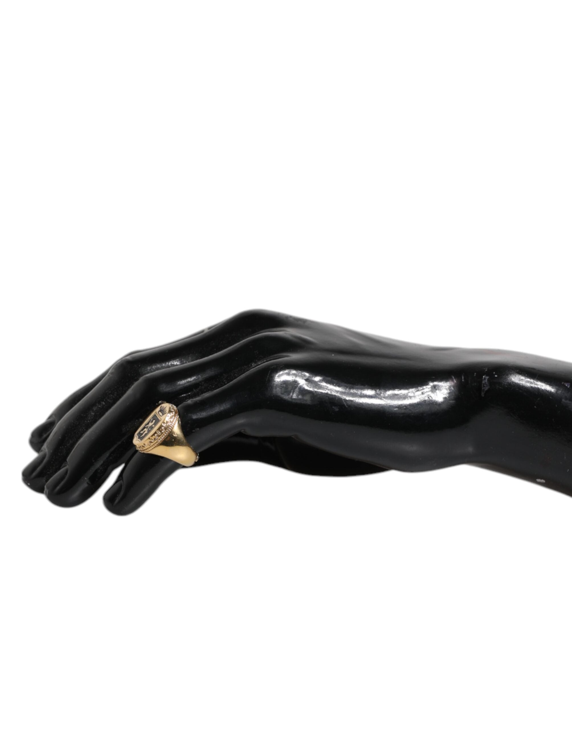 Dolce & Gabbana Gold Tone Engraved Logo Two Color Jewelry Ring