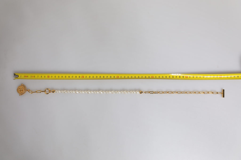 Dolce & Gabbana Gold Chain Brass Faux Pearl Charm Logo Pendant Necklace