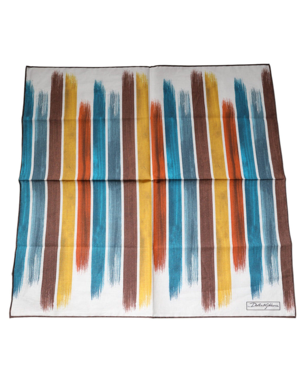 Dolce & Gabbana Multicolor Stripes Cotton Square Foulard Scarf