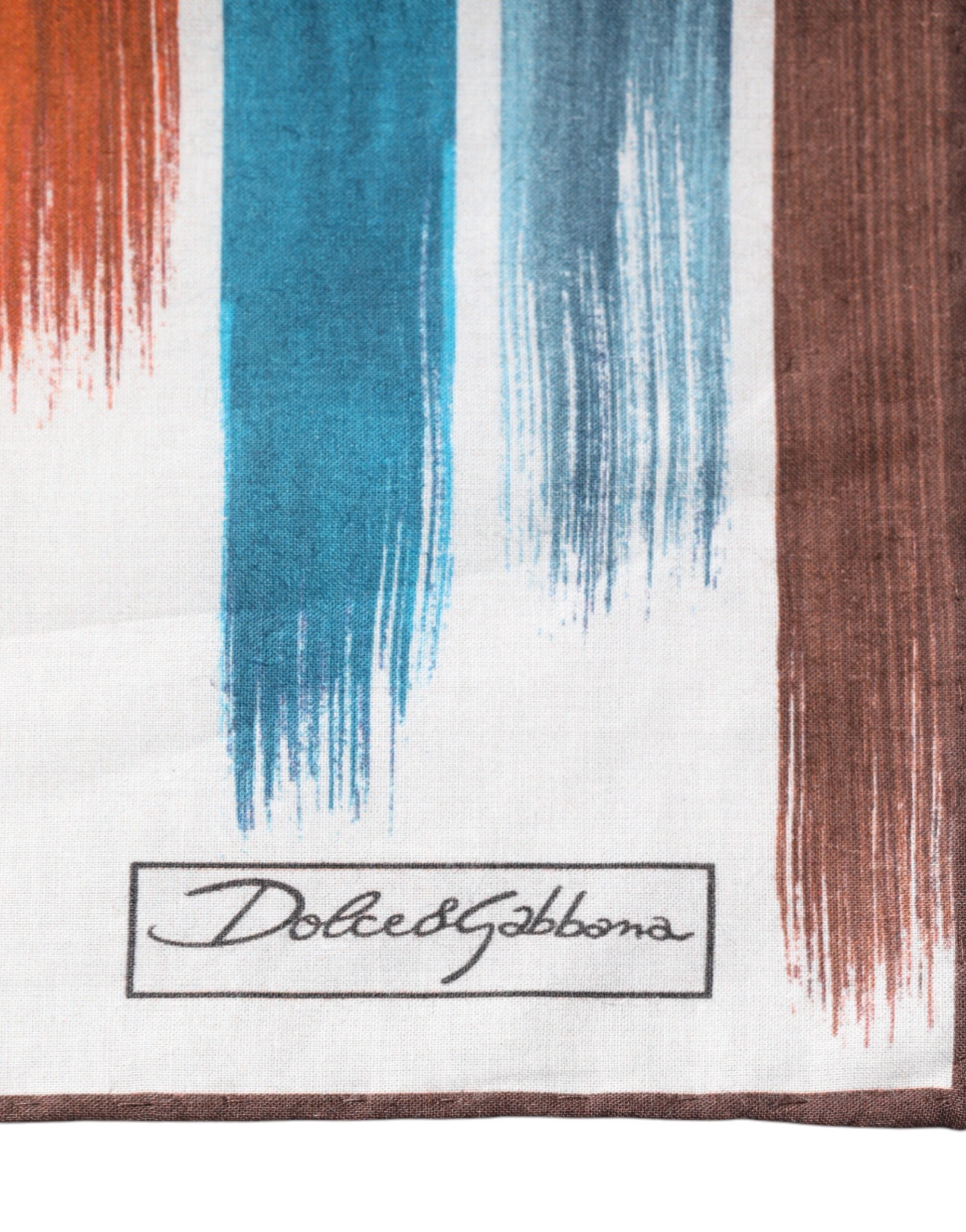 Dolce & Gabbana Multicolor Stripes Cotton Square Foulard Scarf