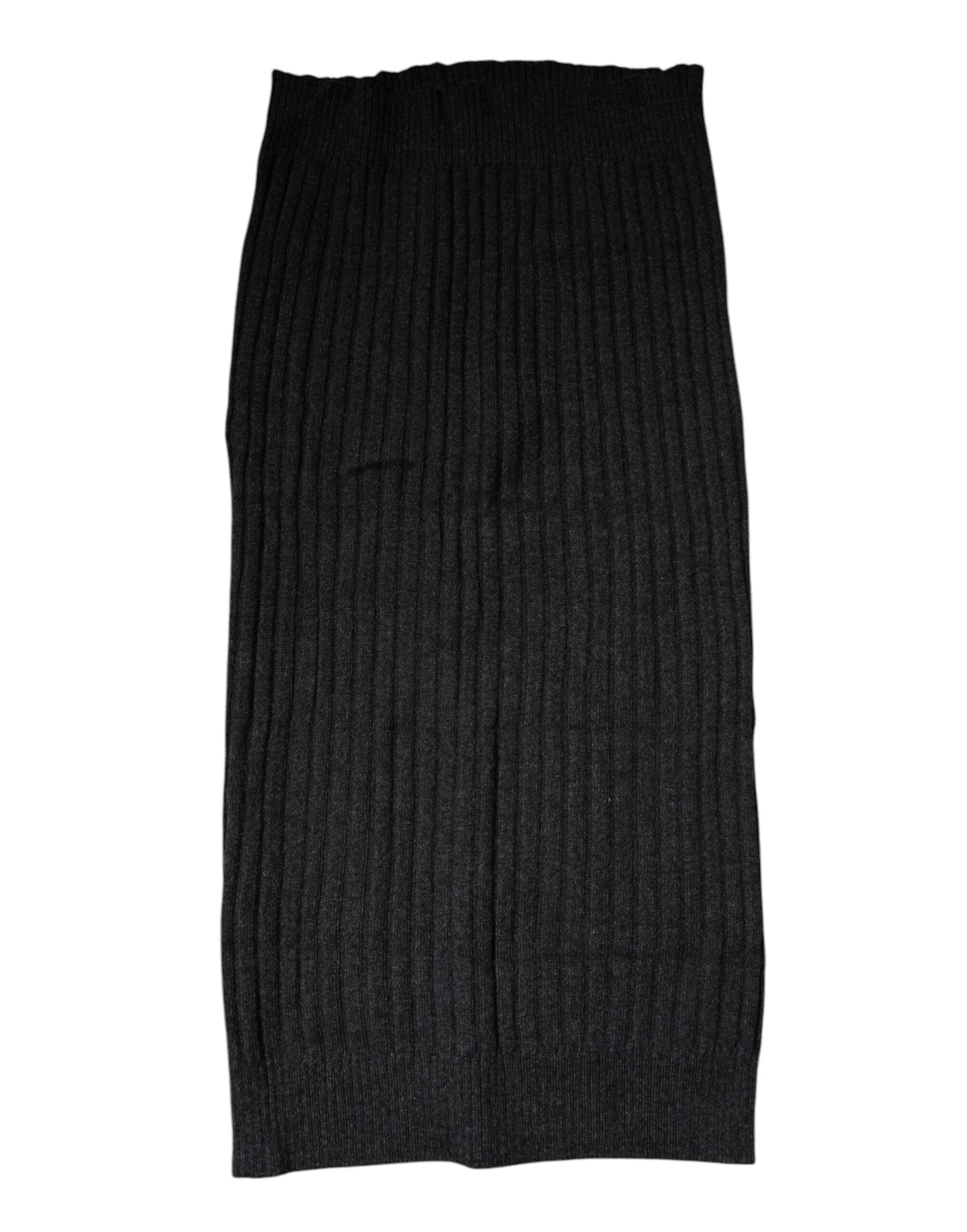 Dolce & Gabbana Black Cashmere Knitted Neck Warmer Foulard Scarf