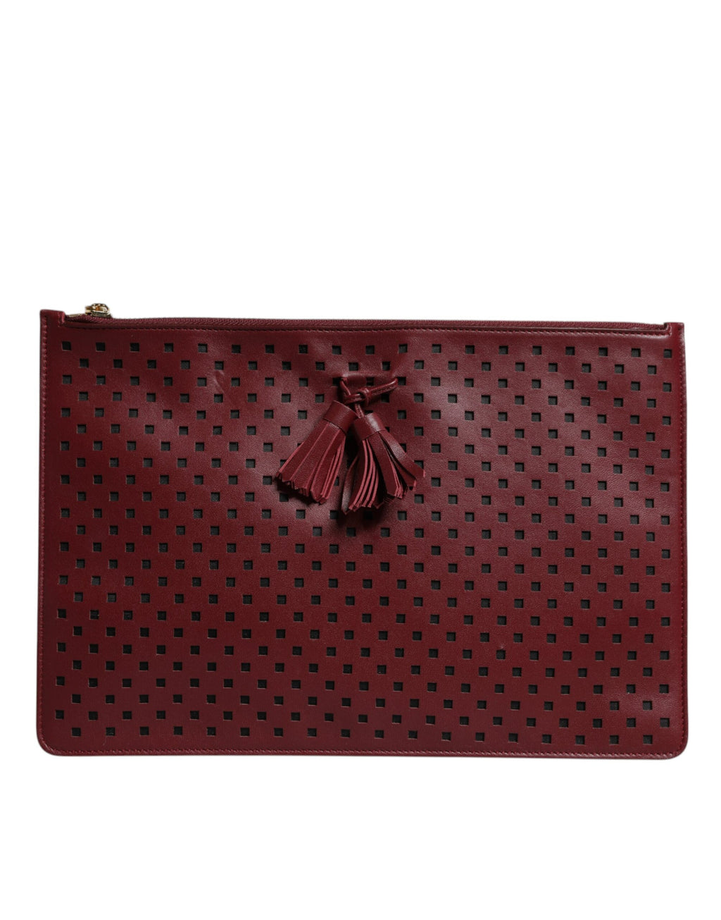 Dolce & Gabbana Burgundy Black Logo Embellished Men Zip Flat Pouch Bag