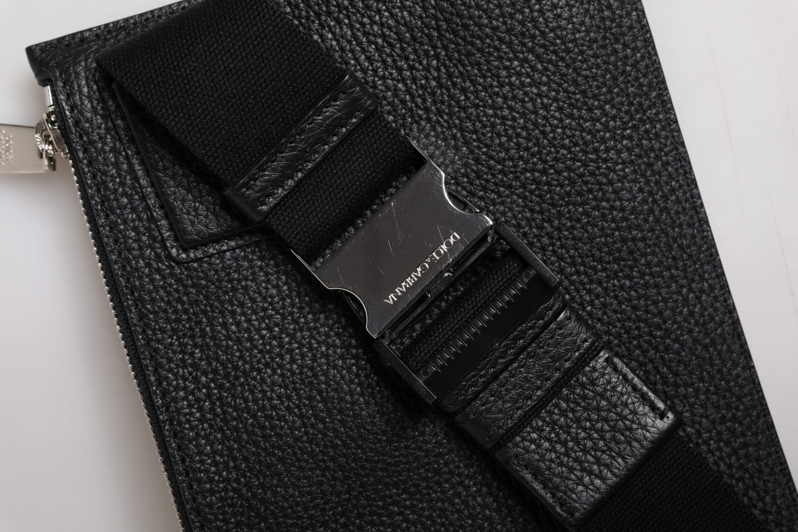 Dolce & Gabbana Black Leather Logo Plaque Purse Fanny Pack Bag