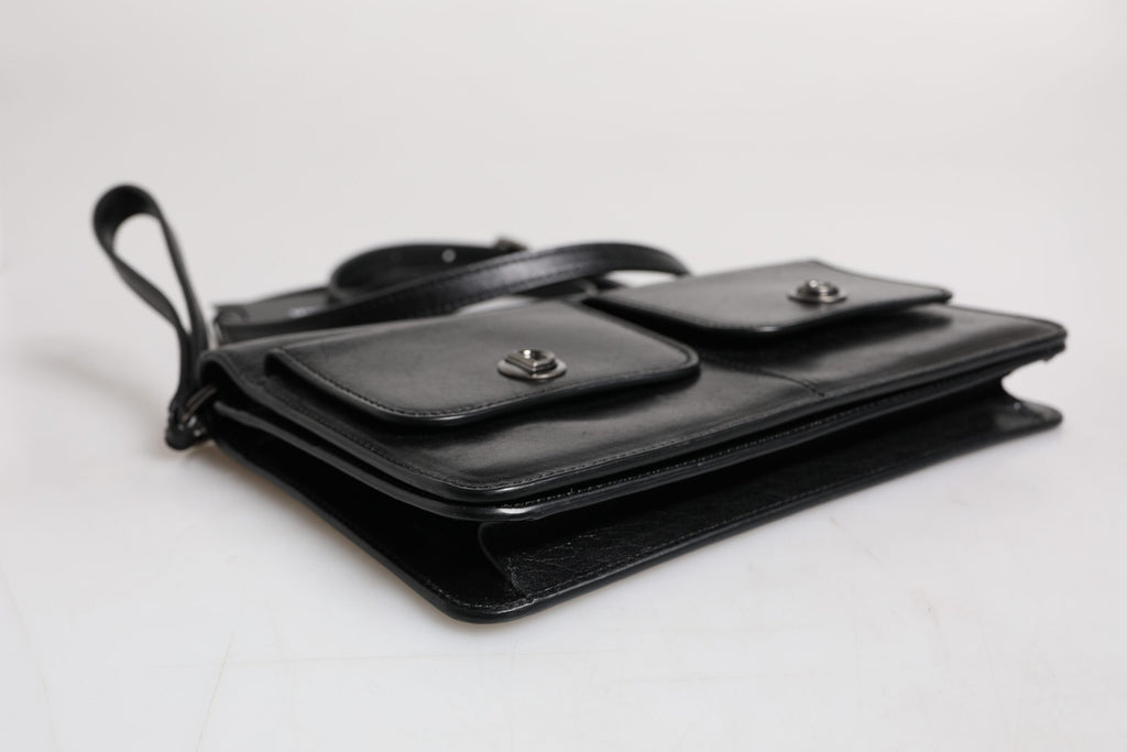 Dolce & Gabbana Black Leather Logo Purse Shoulder Crossbody Bag