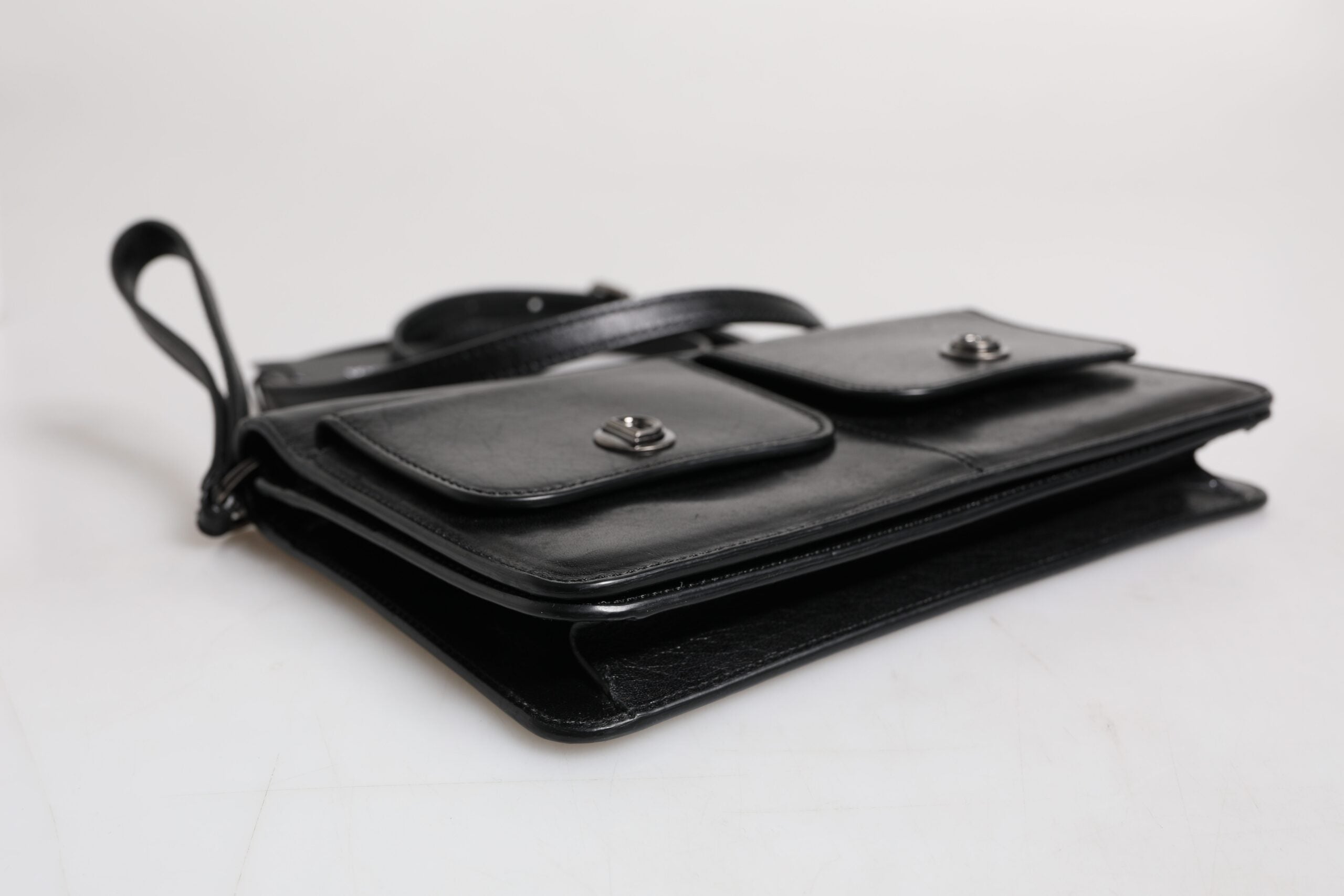 Dolce & Gabbana Black Leather Logo Purse Shoulder Crossbody Bag