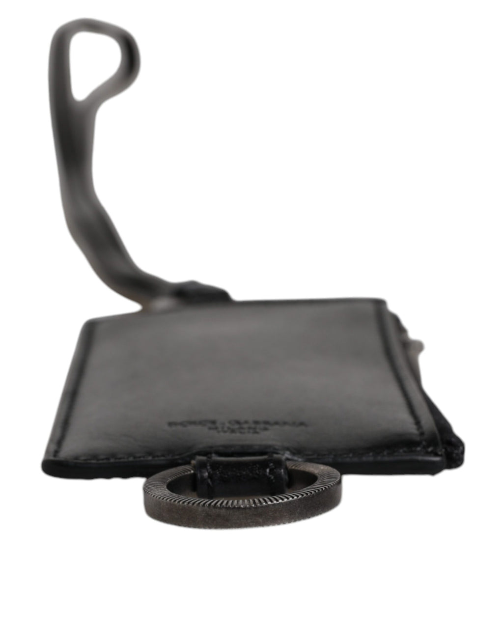 Dolce & Gabbana Black Calf Leather Lanyard Logo Card Holder Wallet