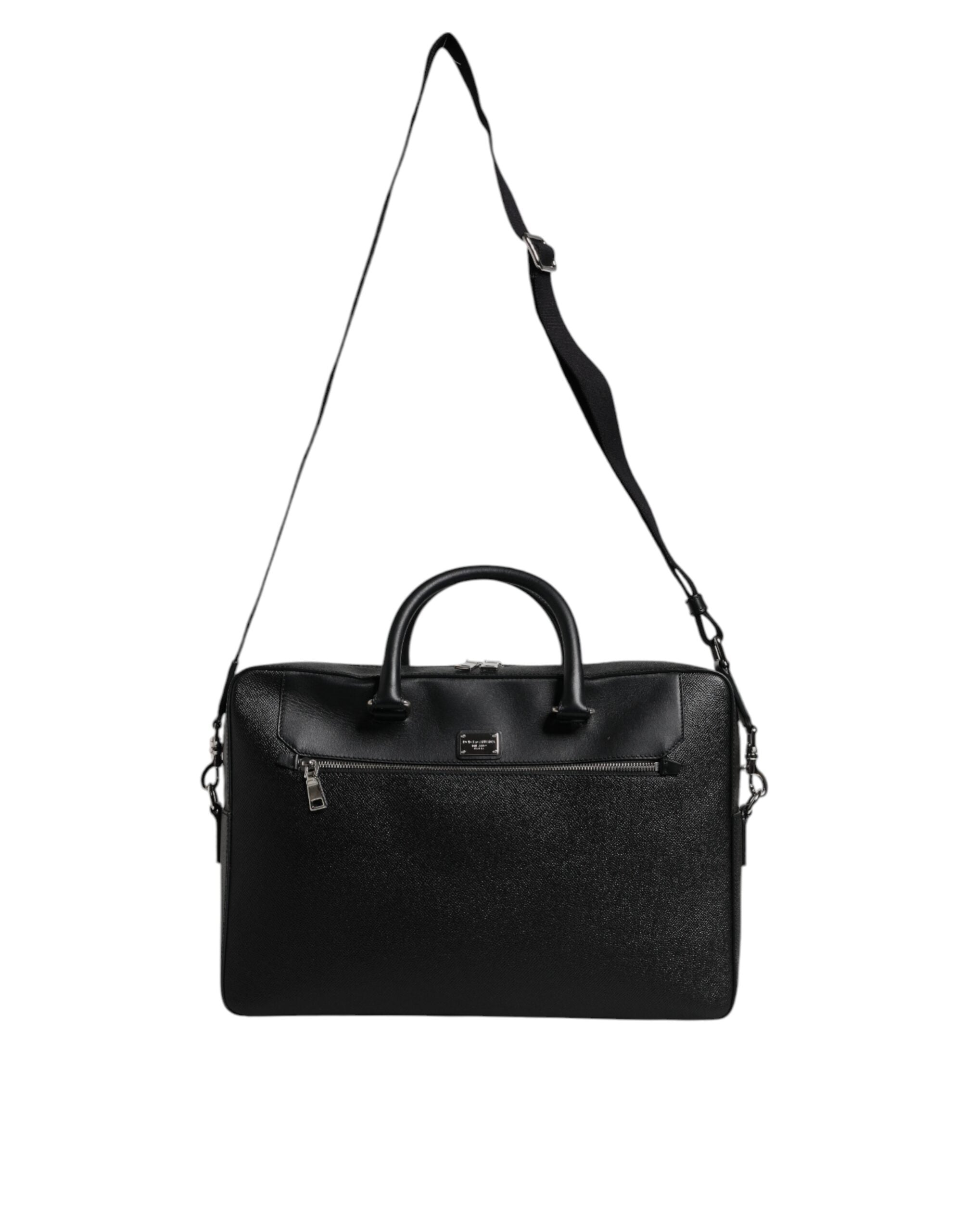 Dolce & Gabbana Black Logo Plaque Double Handle Messenger Bag