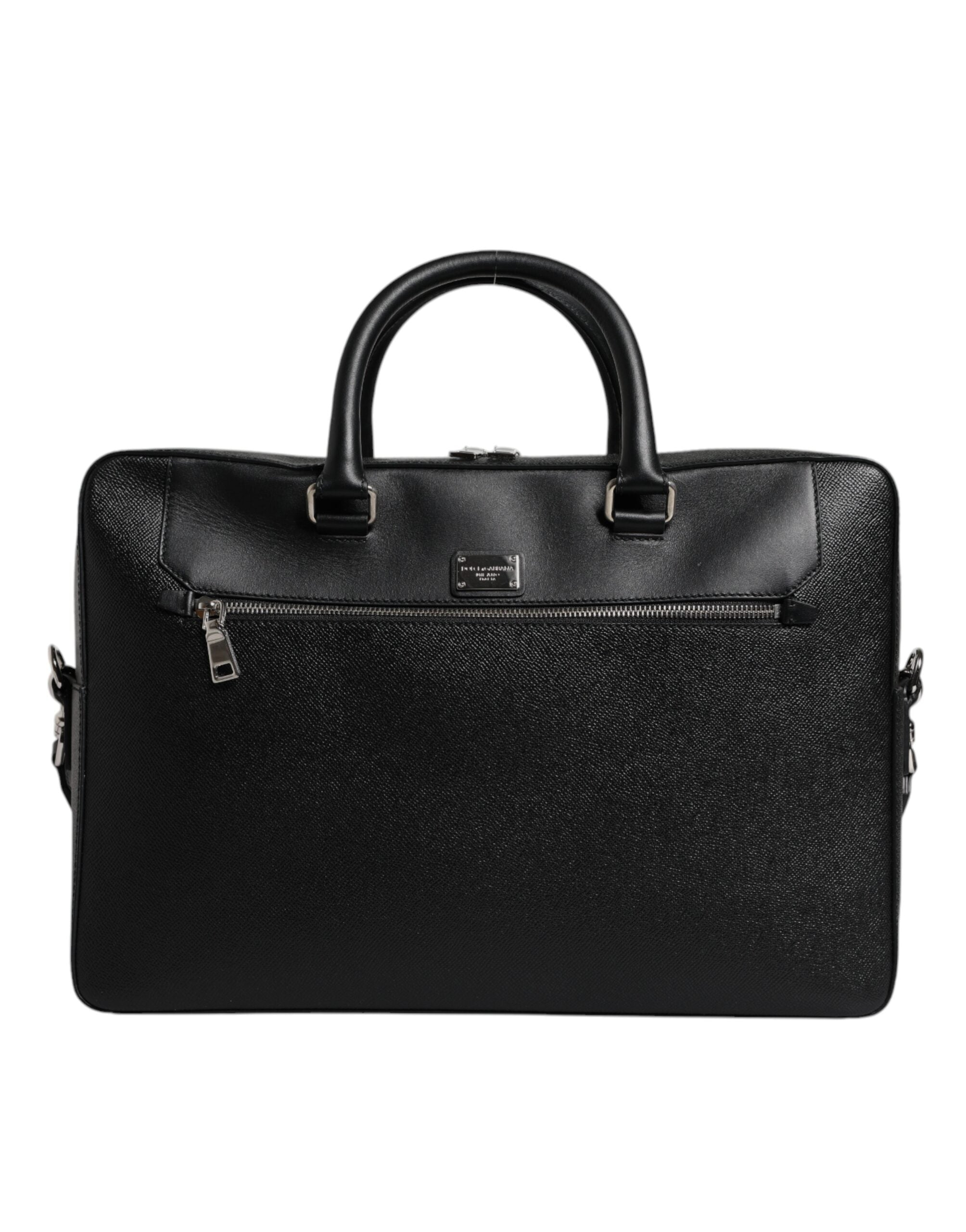 Dolce & Gabbana Black Logo Plaque Double Handle Messenger Bag