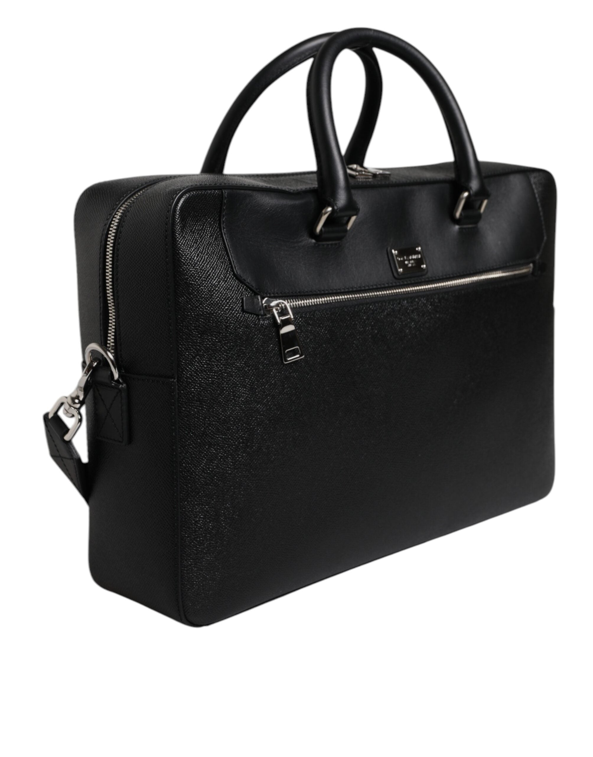 Dolce & Gabbana Black Logo Plaque Double Handle Messenger Bag