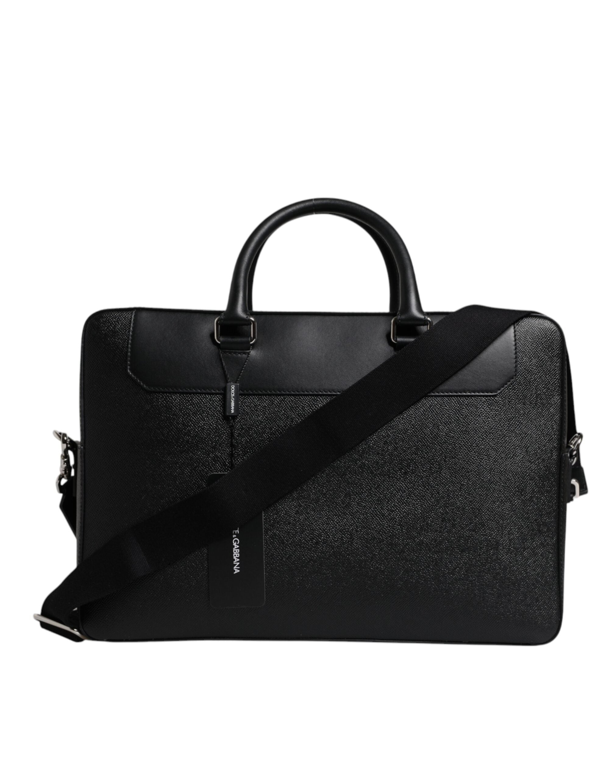 Dolce & Gabbana Black Logo Plaque Double Handle Messenger Bag