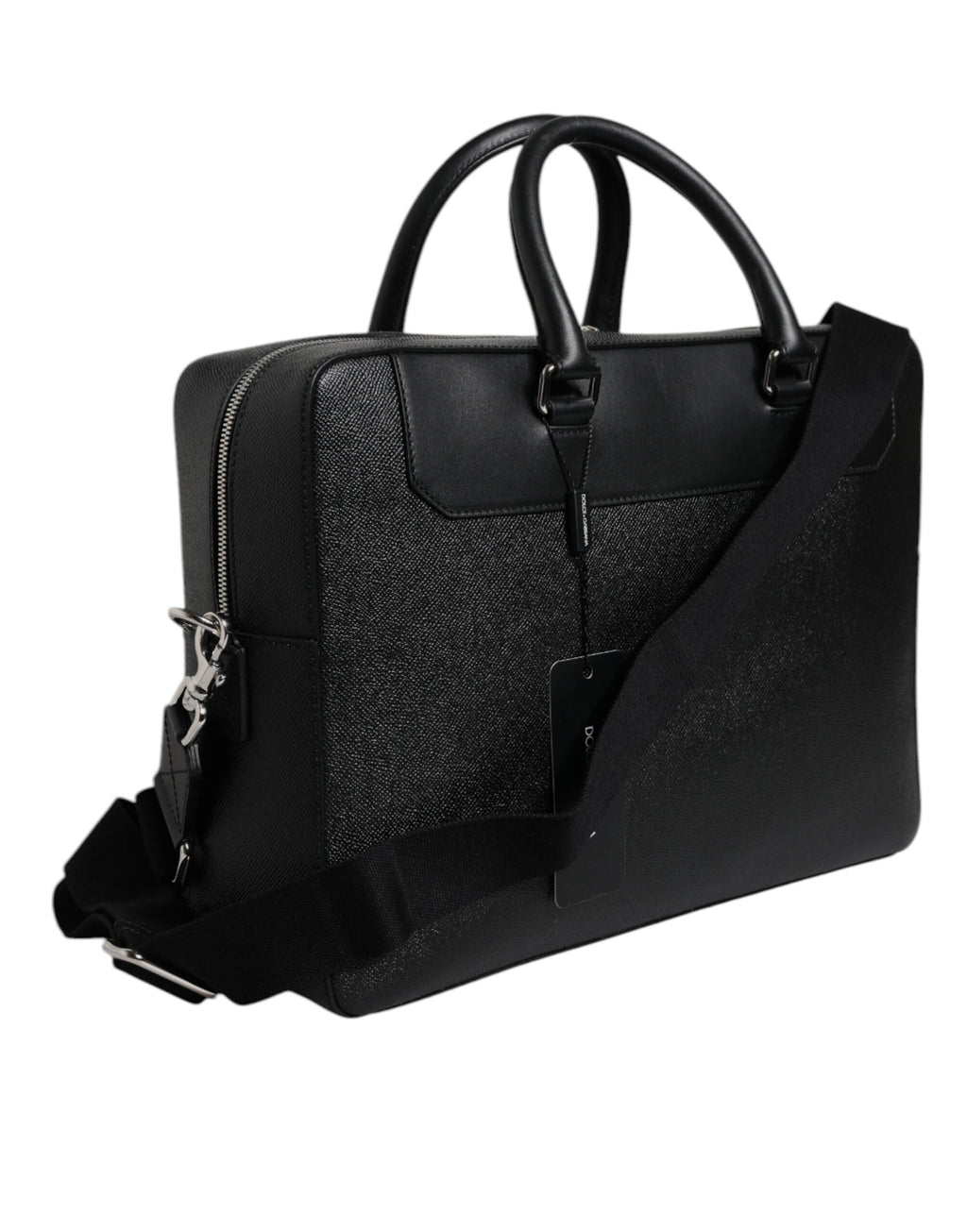 Dolce & Gabbana Black Logo Plaque Double Handle Messenger Bag