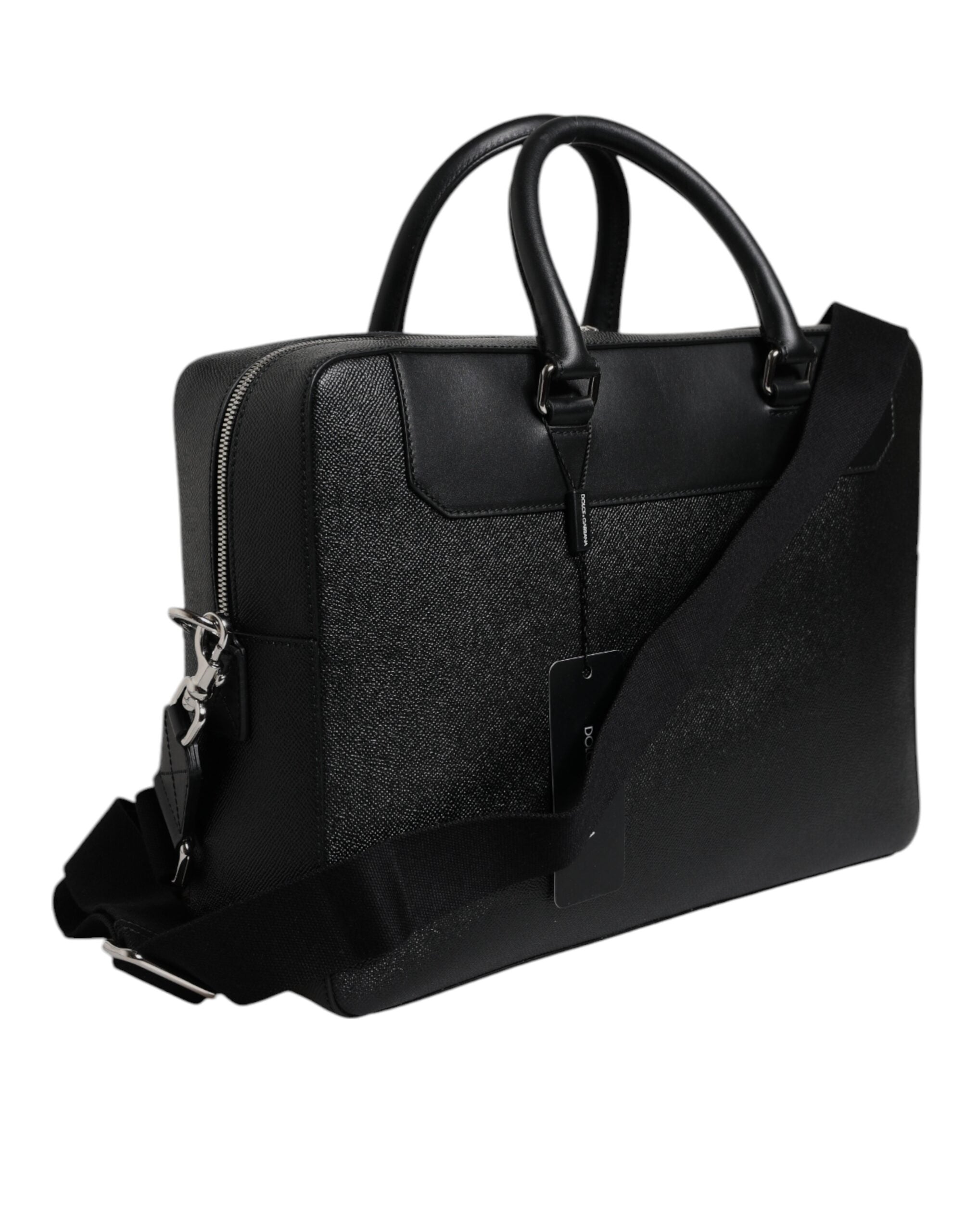 Dolce & Gabbana Black Logo Plaque Double Handle Messenger Bag