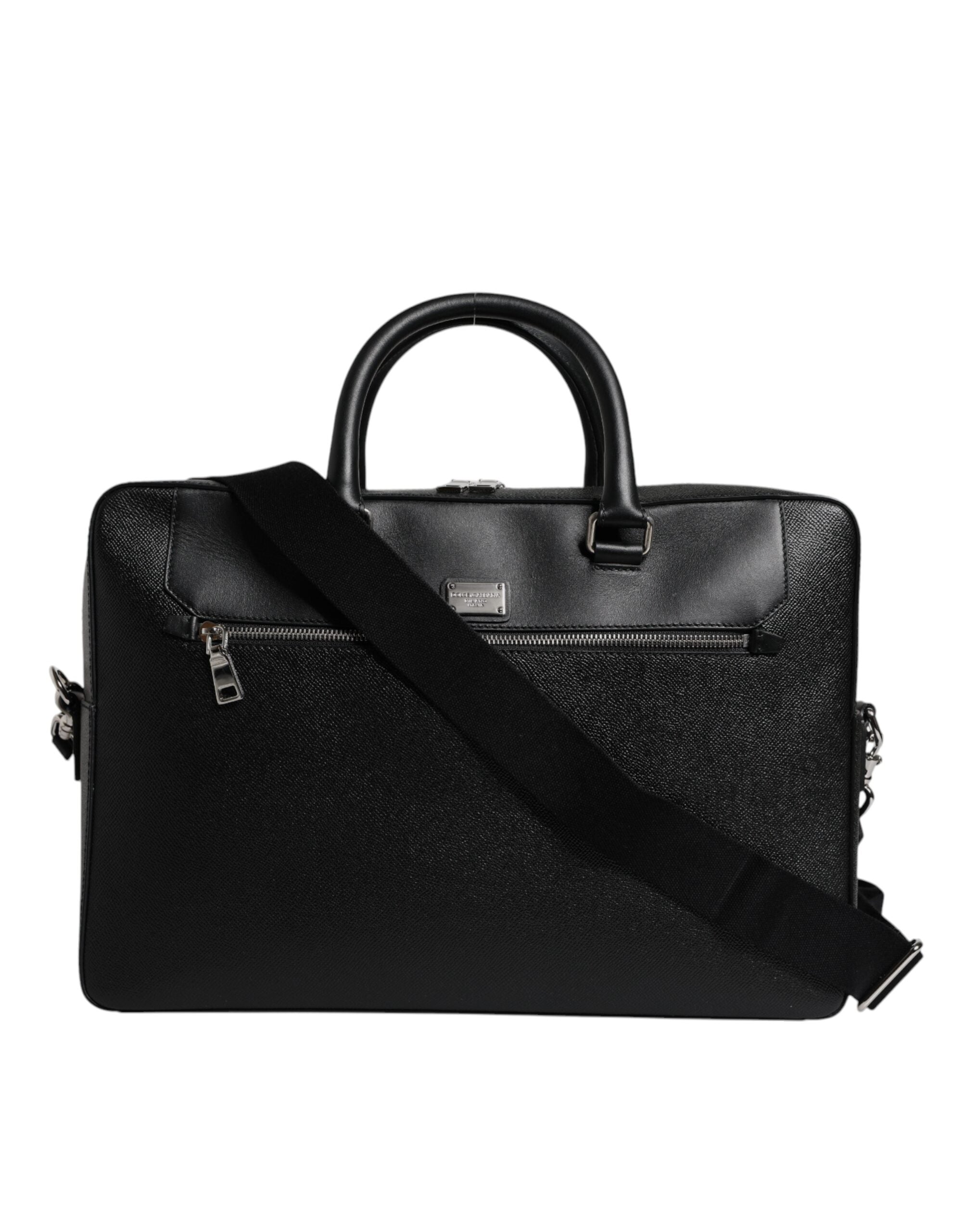 Dolce & Gabbana Black Logo Plaque Double Handle Messenger Bag
