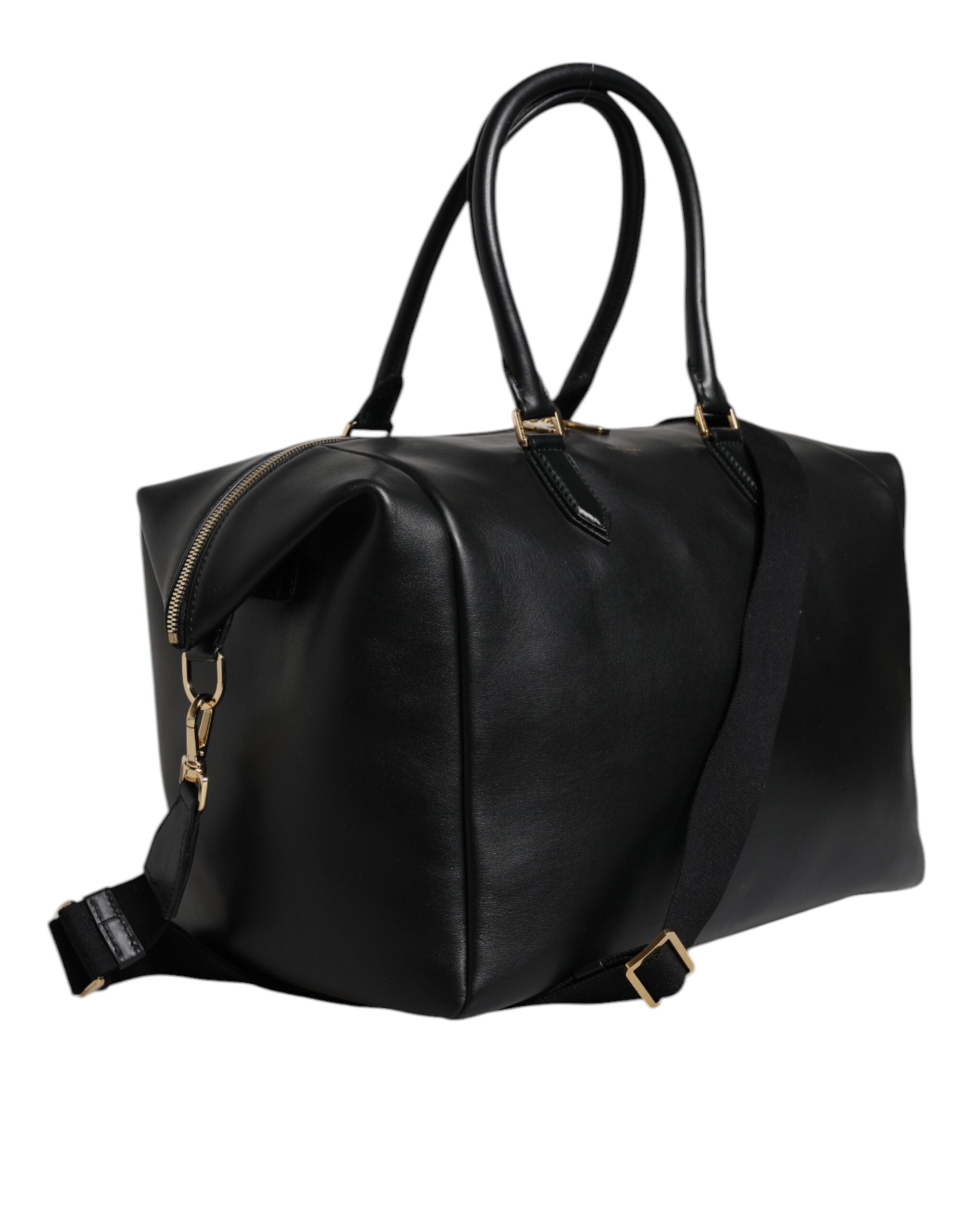 Dolce & Gabbana Black Calfskin Leather Hand Shoulder Duffle Bag