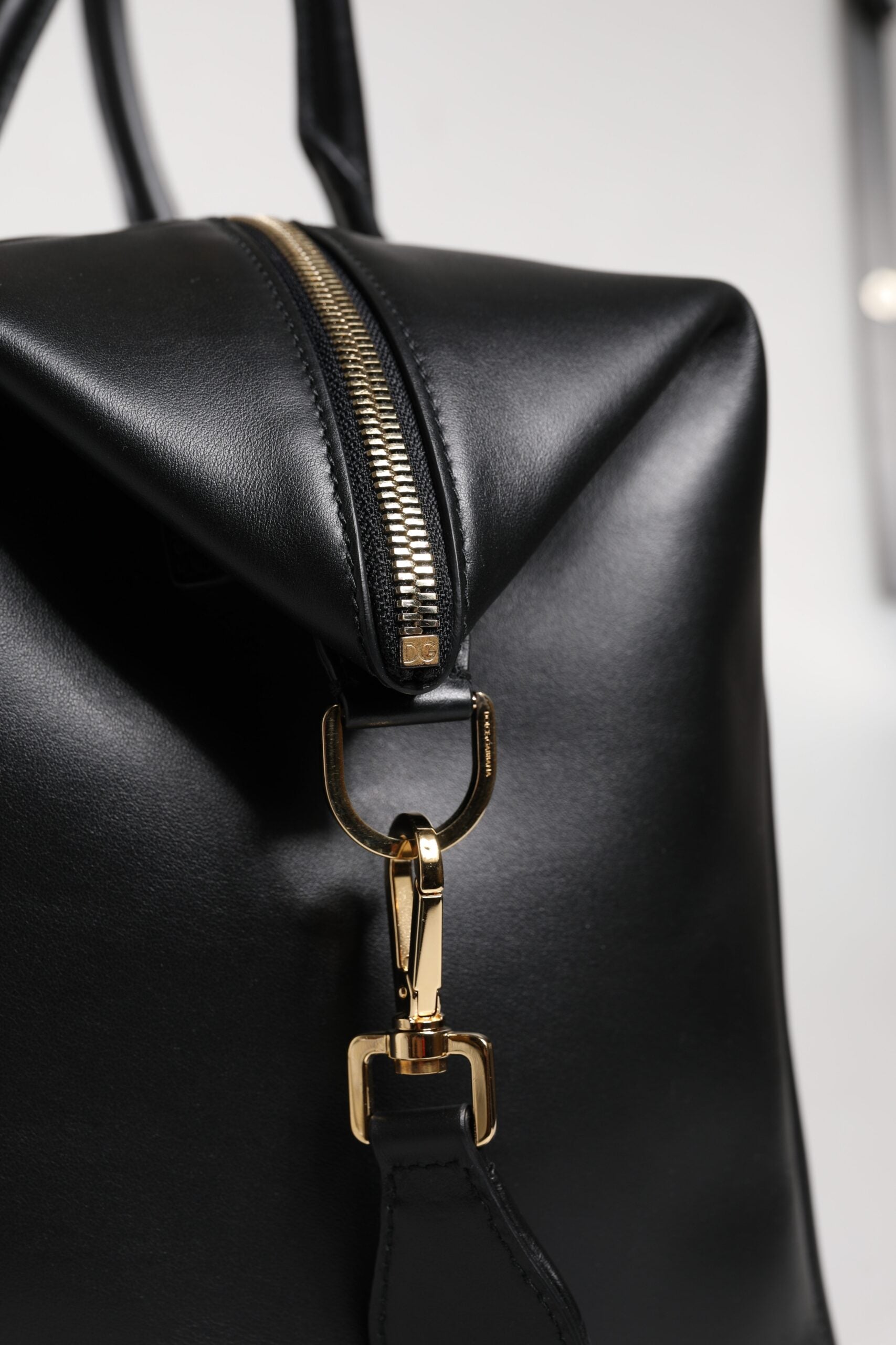 Dolce & Gabbana Black Calfskin Leather Hand Shoulder Duffle Bag