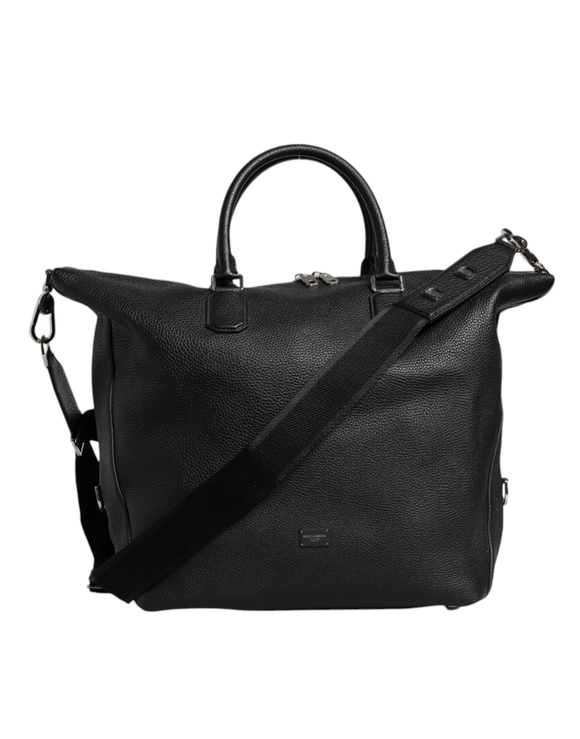 Dolce & Gabbana Black Calfskin Leather Hand Shoulder Duffle Bag
