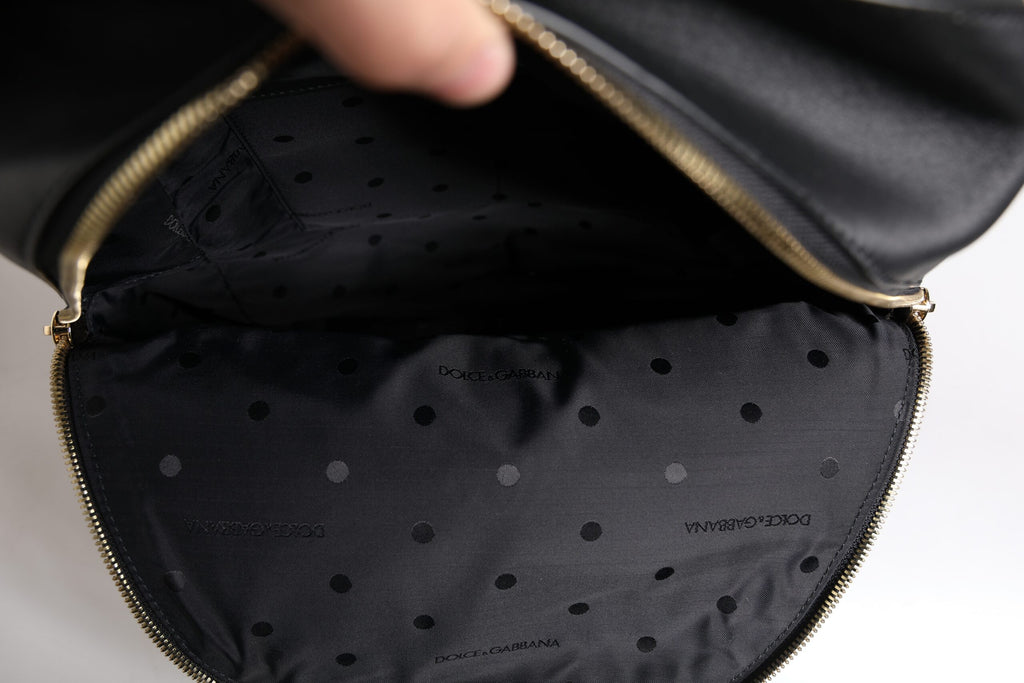 Dolce & Gabbana Black DG Leather Logo Print Travel Back Pack Bag