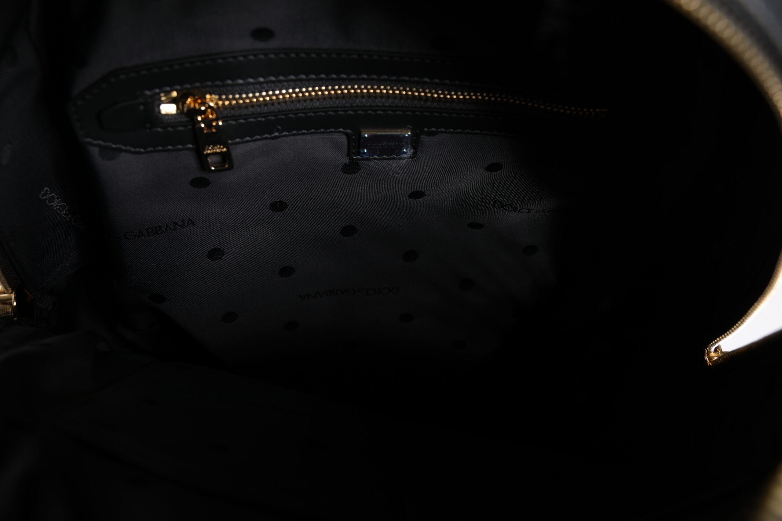 Dolce & Gabbana Black DG Leather Logo Print Travel Back Pack Bag