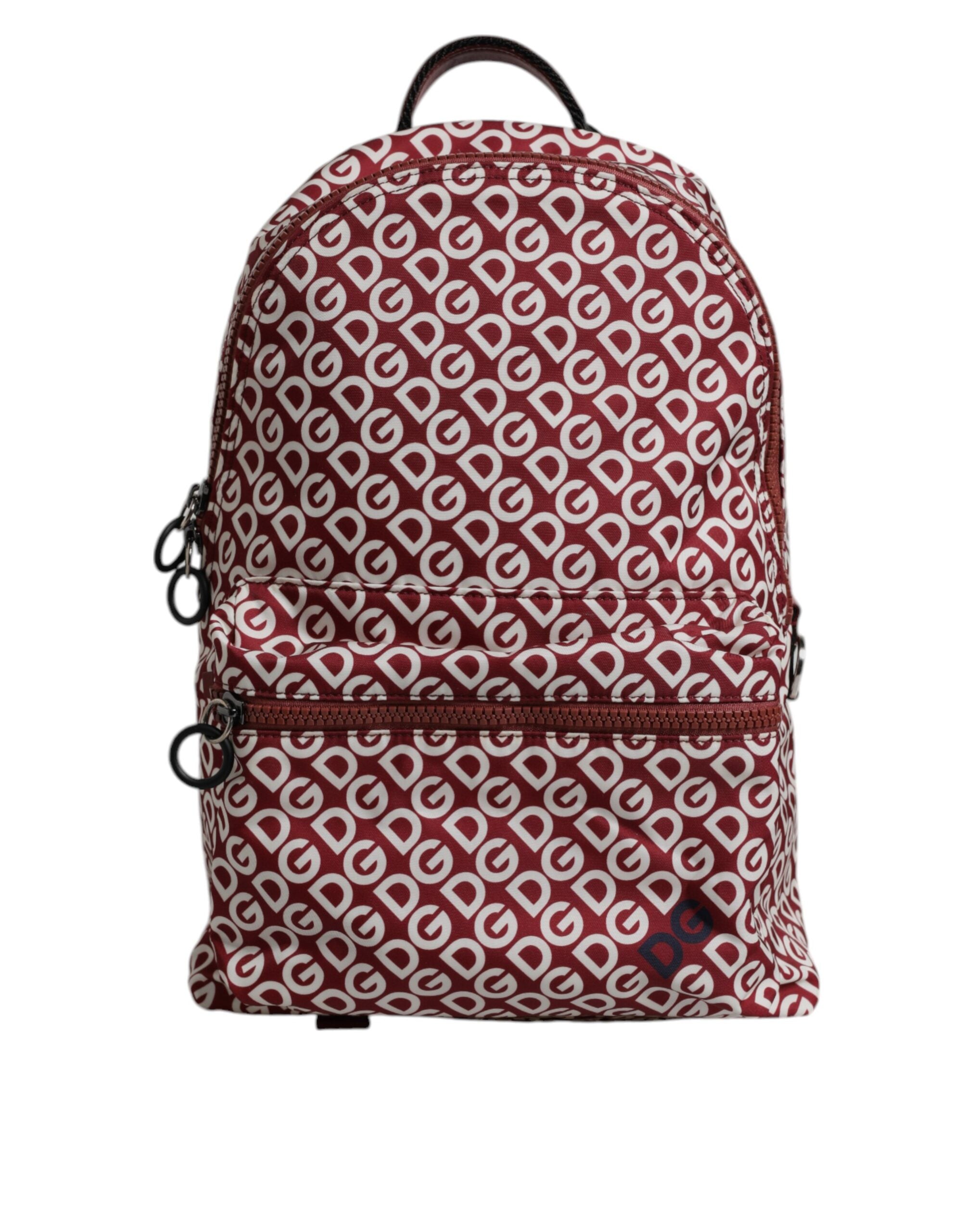 Dolce & Gabbana Red White DG Logo Print Nylon Travel Backpack Bag