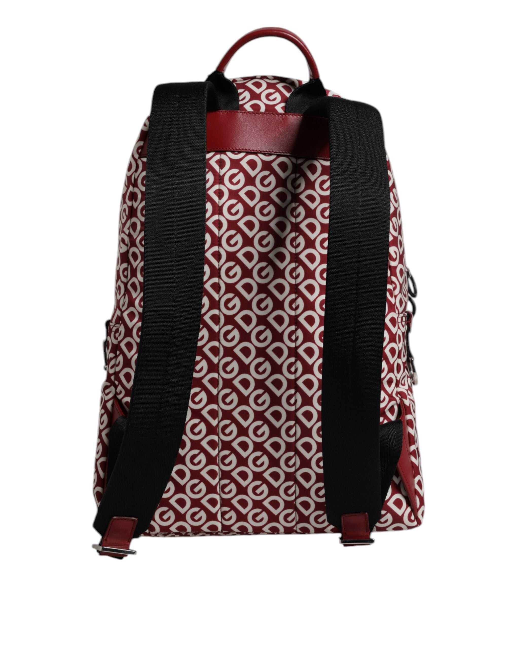 Dolce & Gabbana Red White DG Logo Print Nylon Travel Backpack Bag