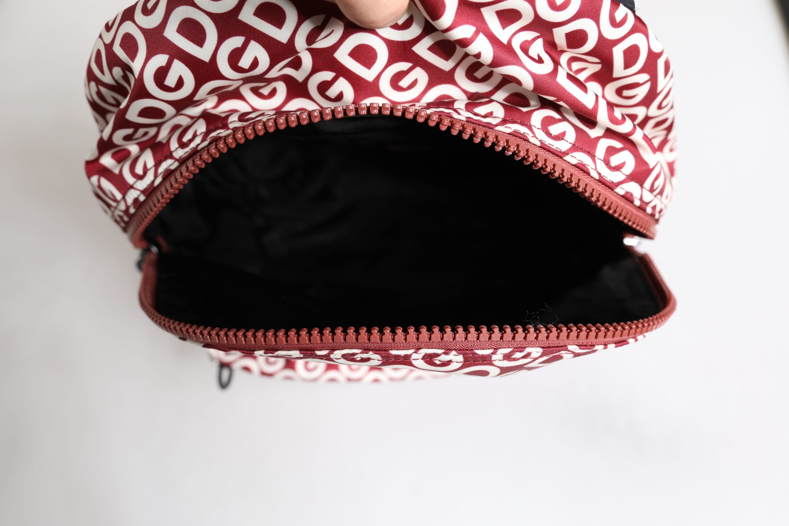 Dolce & Gabbana Red White DG Logo Print Nylon Travel Backpack Bag