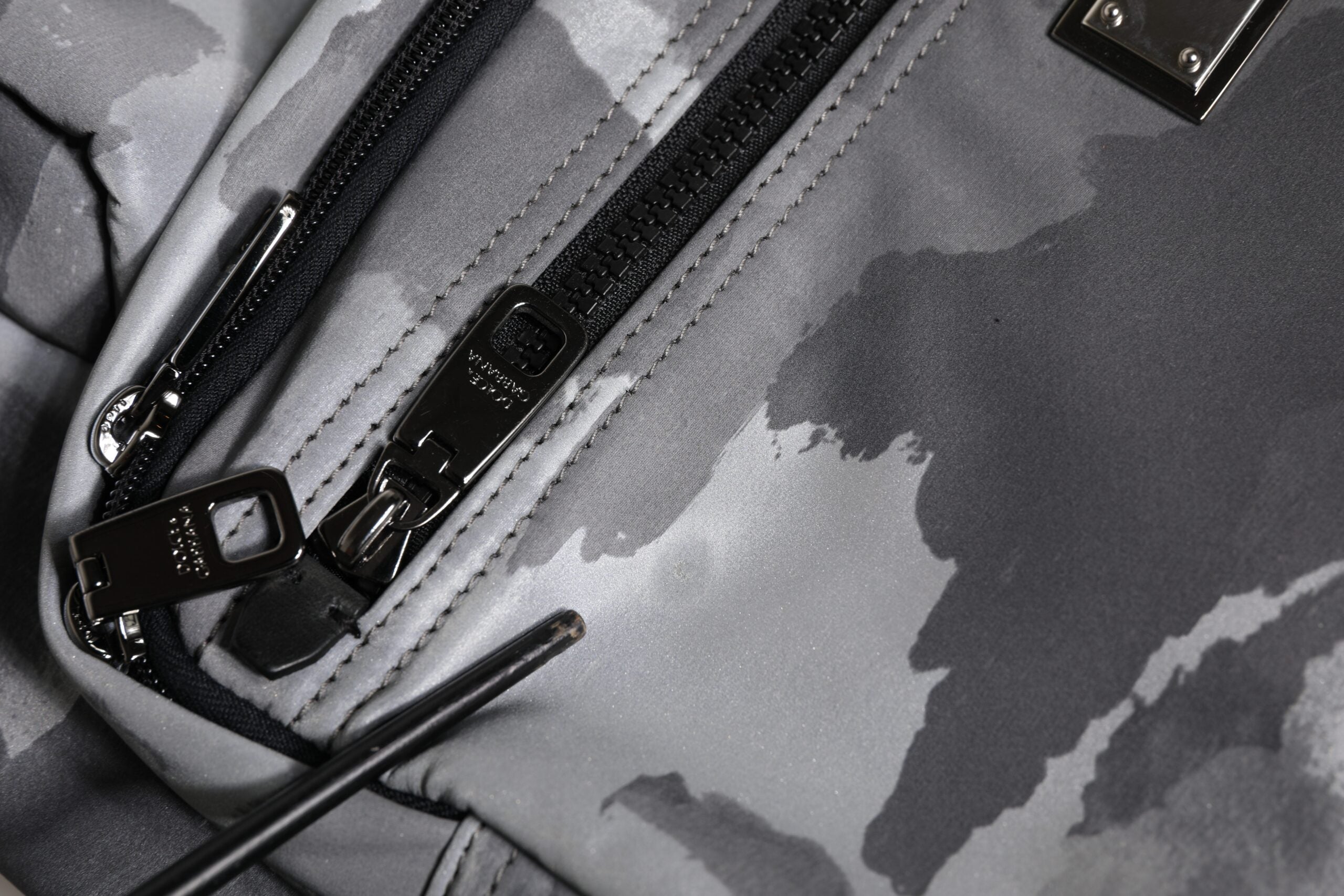 Dolce & Gabbana Black Camouflage Shoulder Strap Logo Plaque Bag