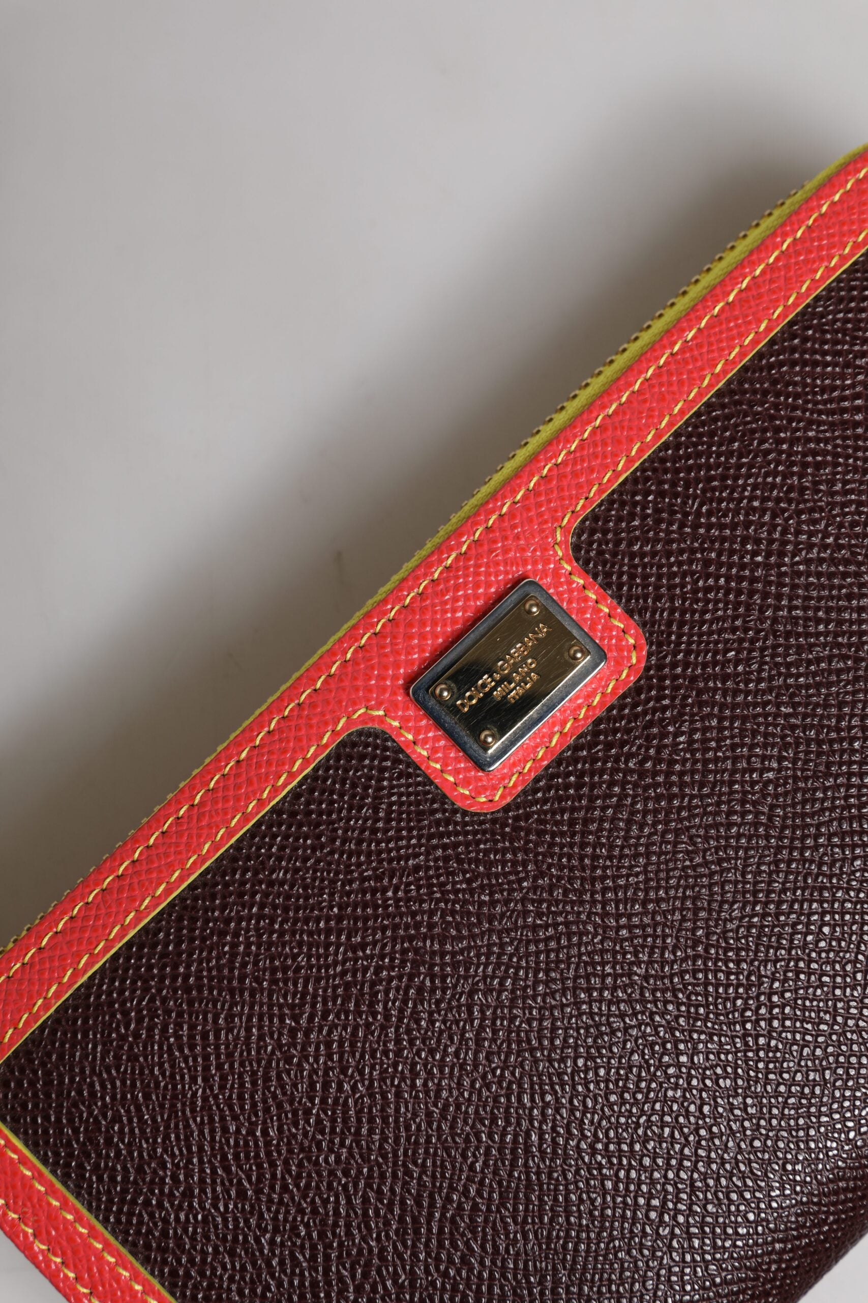 Dolce & Gabbana Brown Textured Leather Zip Around Continental Wallet