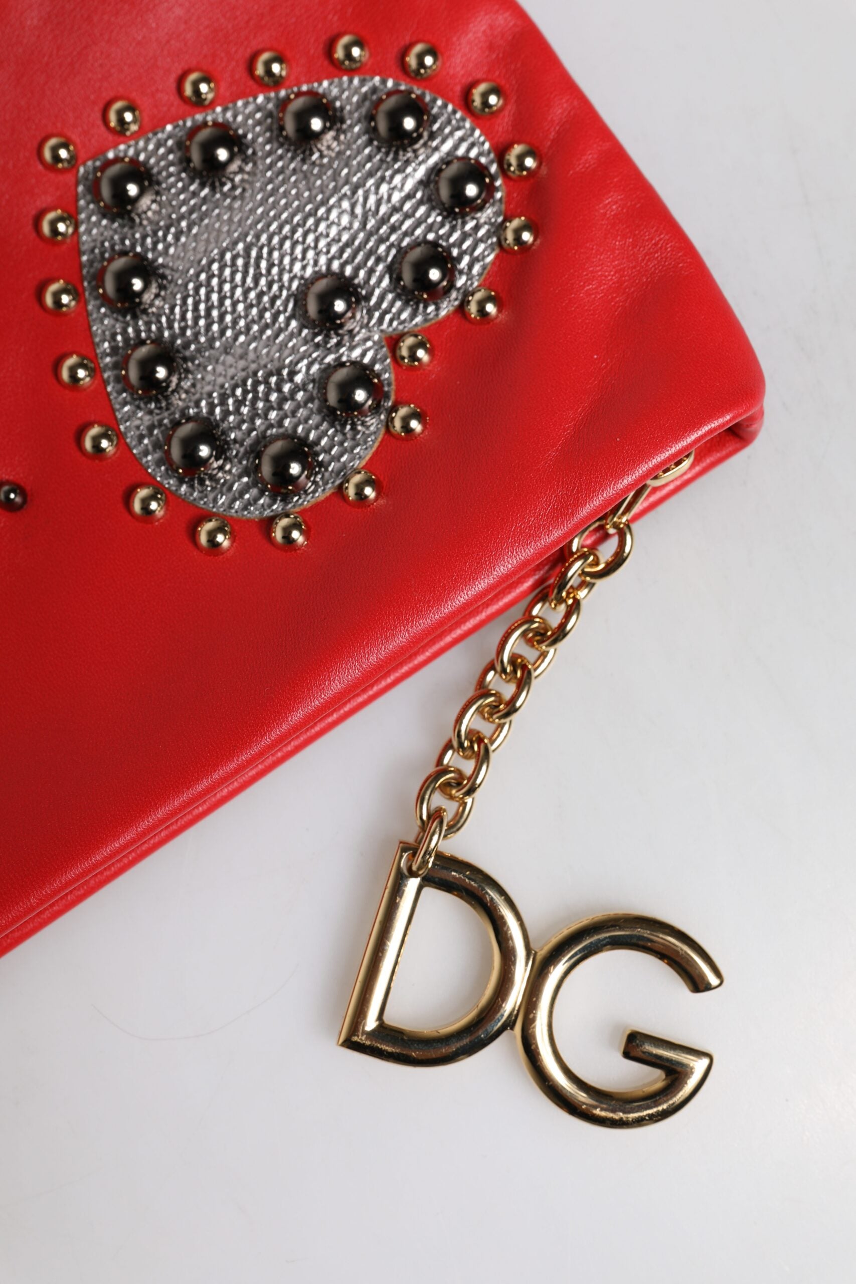 Dolce & Gabbana Red Revolutions Embellished Leather Clutch Bag