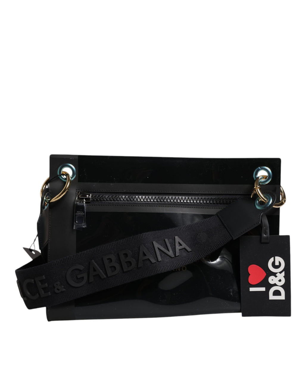 Dolce & Gabbana Black PVC Leather Pouch Shoulder Strap Bag