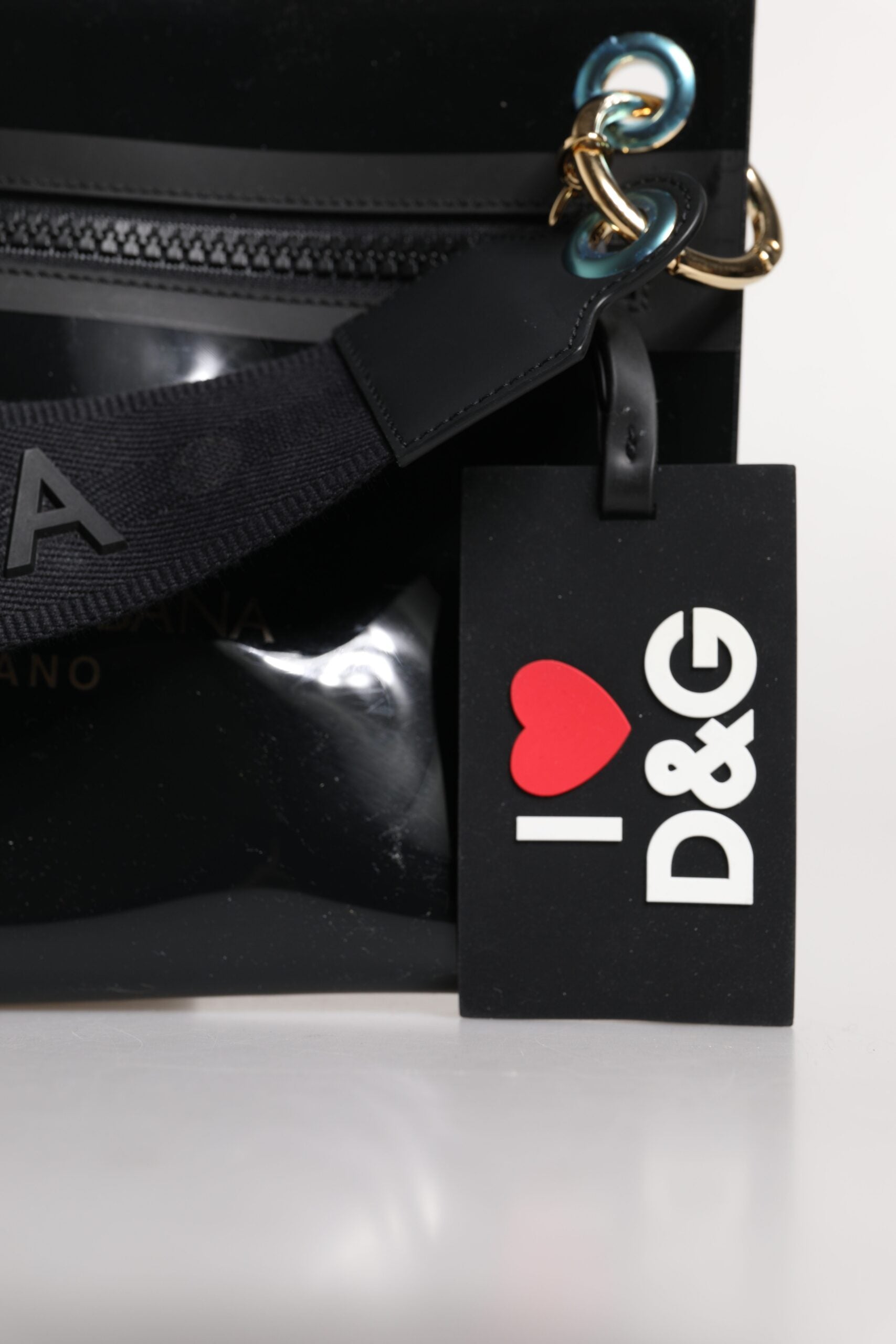 Dolce & Gabbana Black PVC Leather Pouch Shoulder Strap Bag