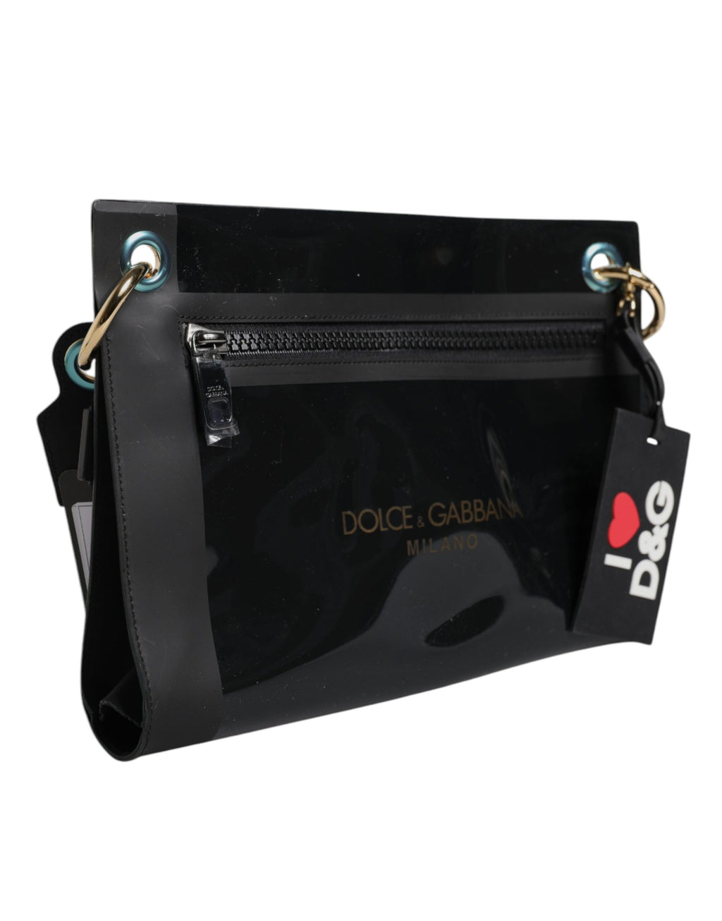 Dolce & Gabbana Black PVC Leather Pouch Shoulder Strap Bag