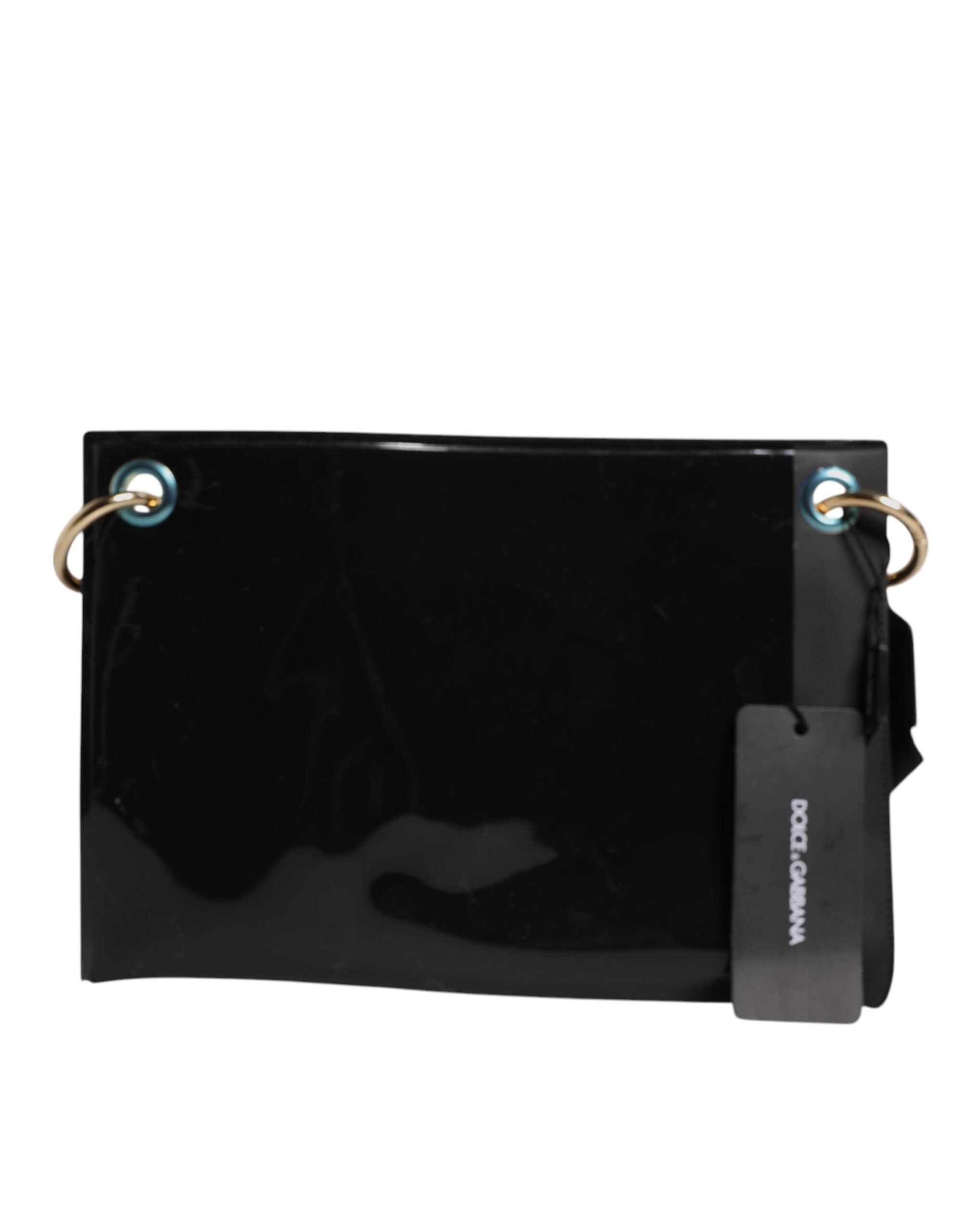 Dolce & Gabbana Black PVC Leather Pouch Shoulder Strap Bag