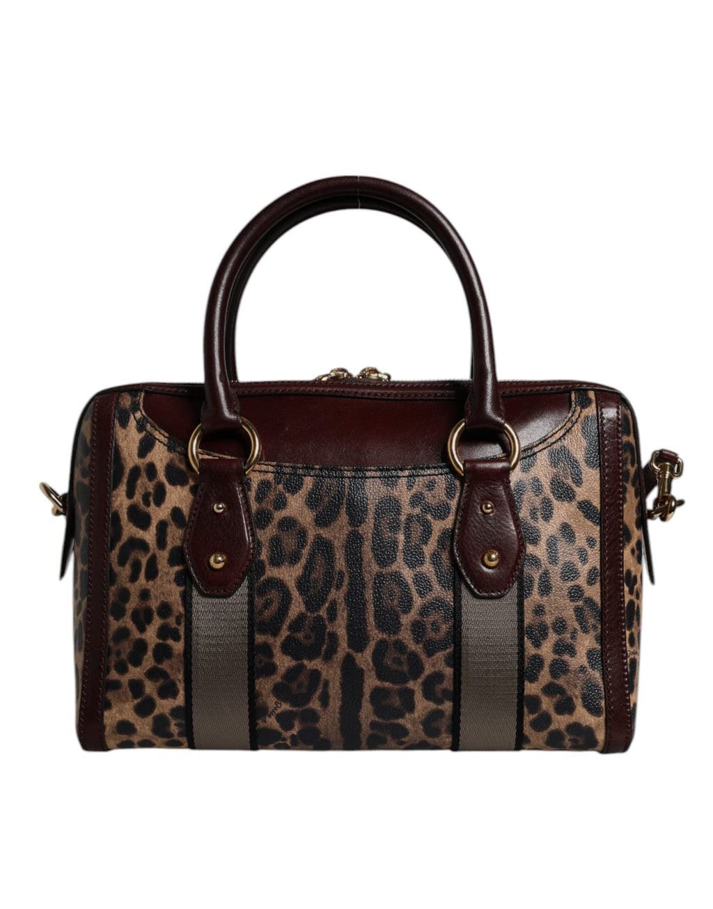 Dolce & Gabbana Brown Leopard Leather Shoulder Strap Duffle Bag