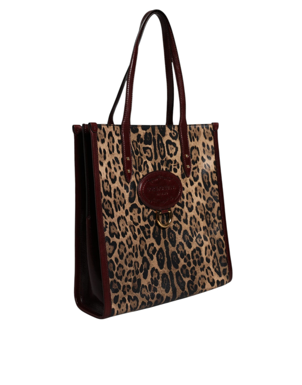 Dolce & Gabbana Brown Leopard Leather Shoulder Strap Tote Bag